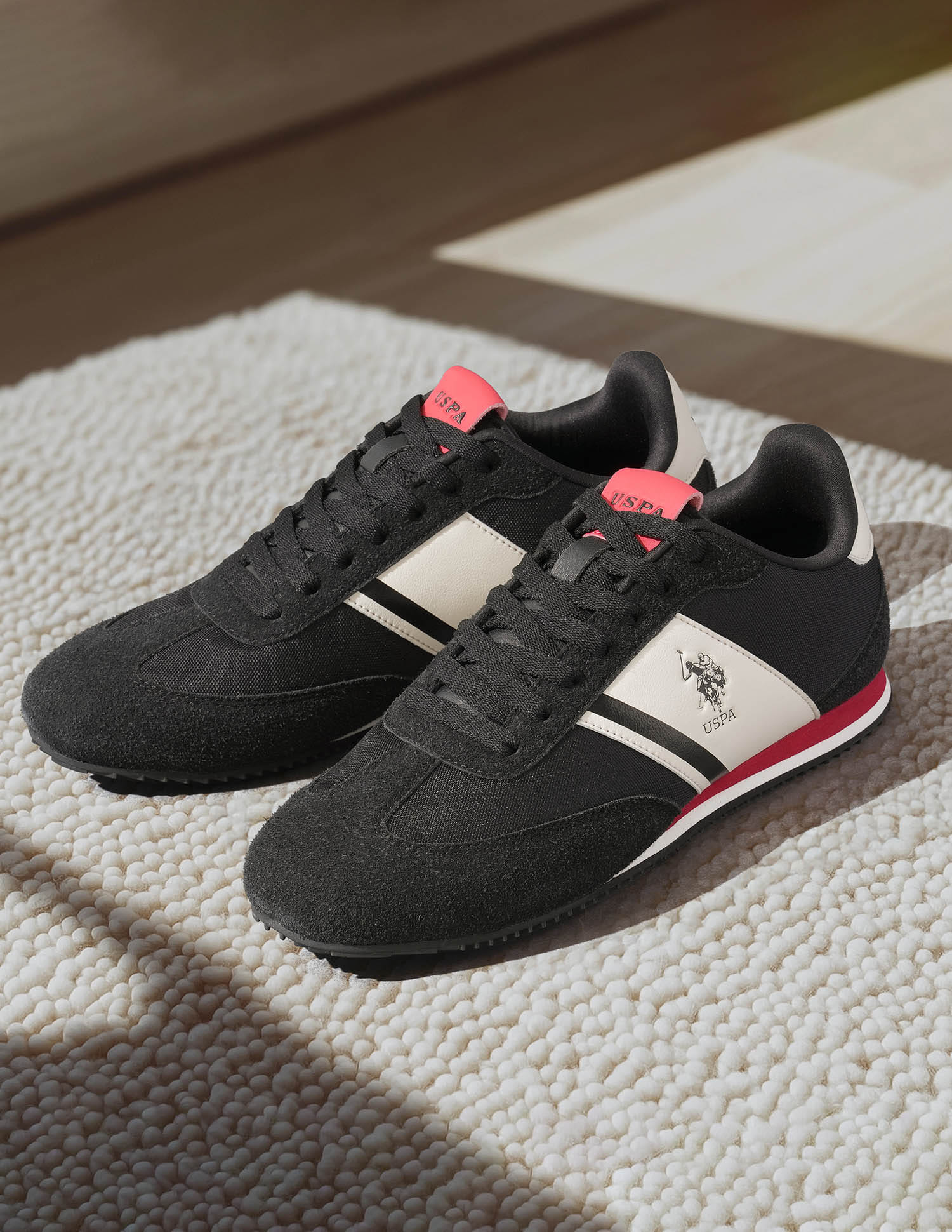 Men Vadler Suede Colourblocked Sneakers Black - U.S. Polo Assn. India | Large