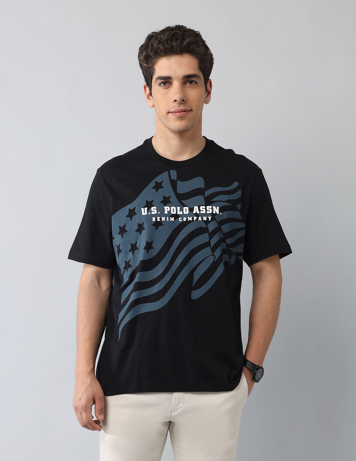 Muscle Fit Heritage Graphic Printed T-Shirt Black - U.S. Polo Assn. India | Large