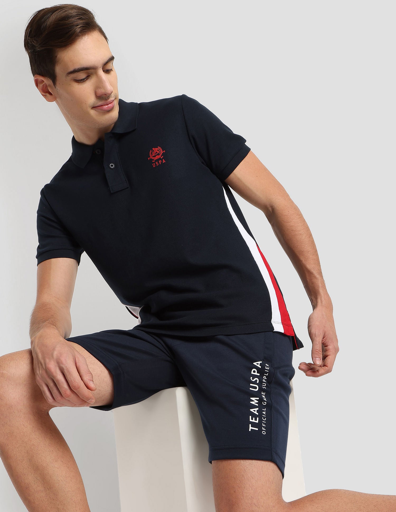 Panelled Athleisure Polo Shirt Navy - U.S. POLO ASSN. | Large