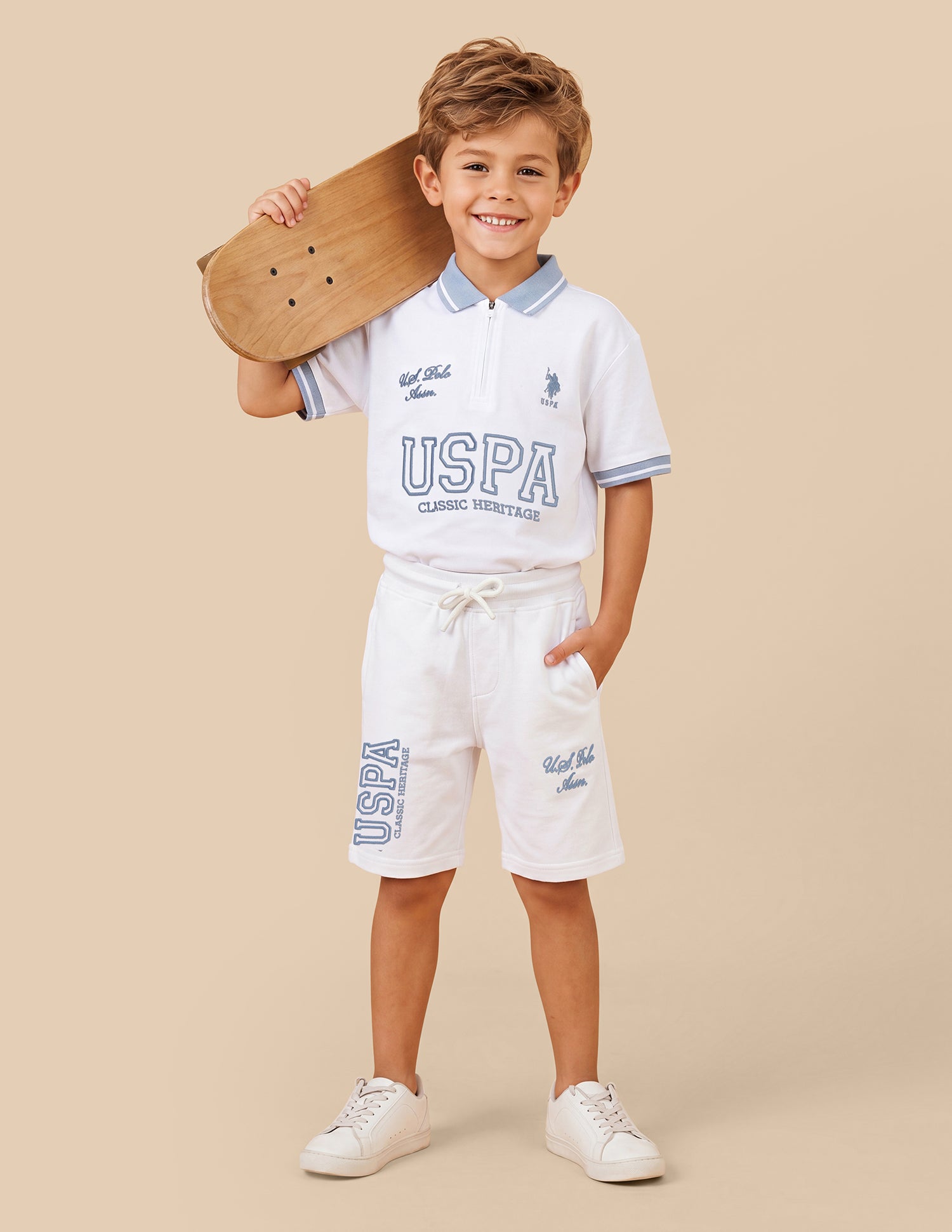 Brand Embroidered Regular Fit Shorts White - U.S. Polo Assn. India | Large