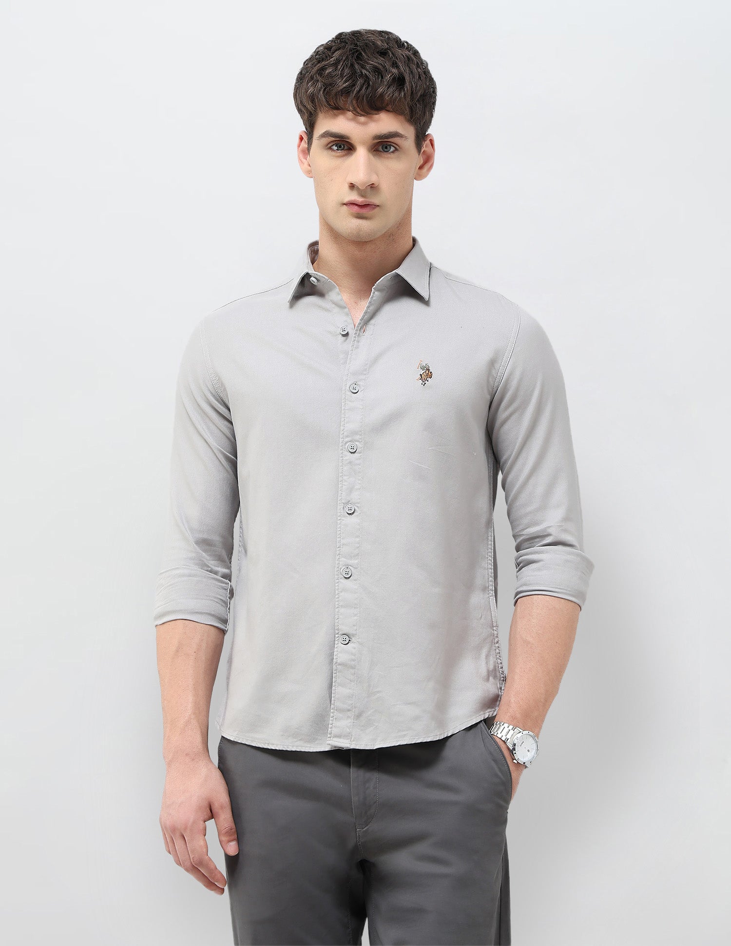 Solid Slim Fit Monochrome Shirt