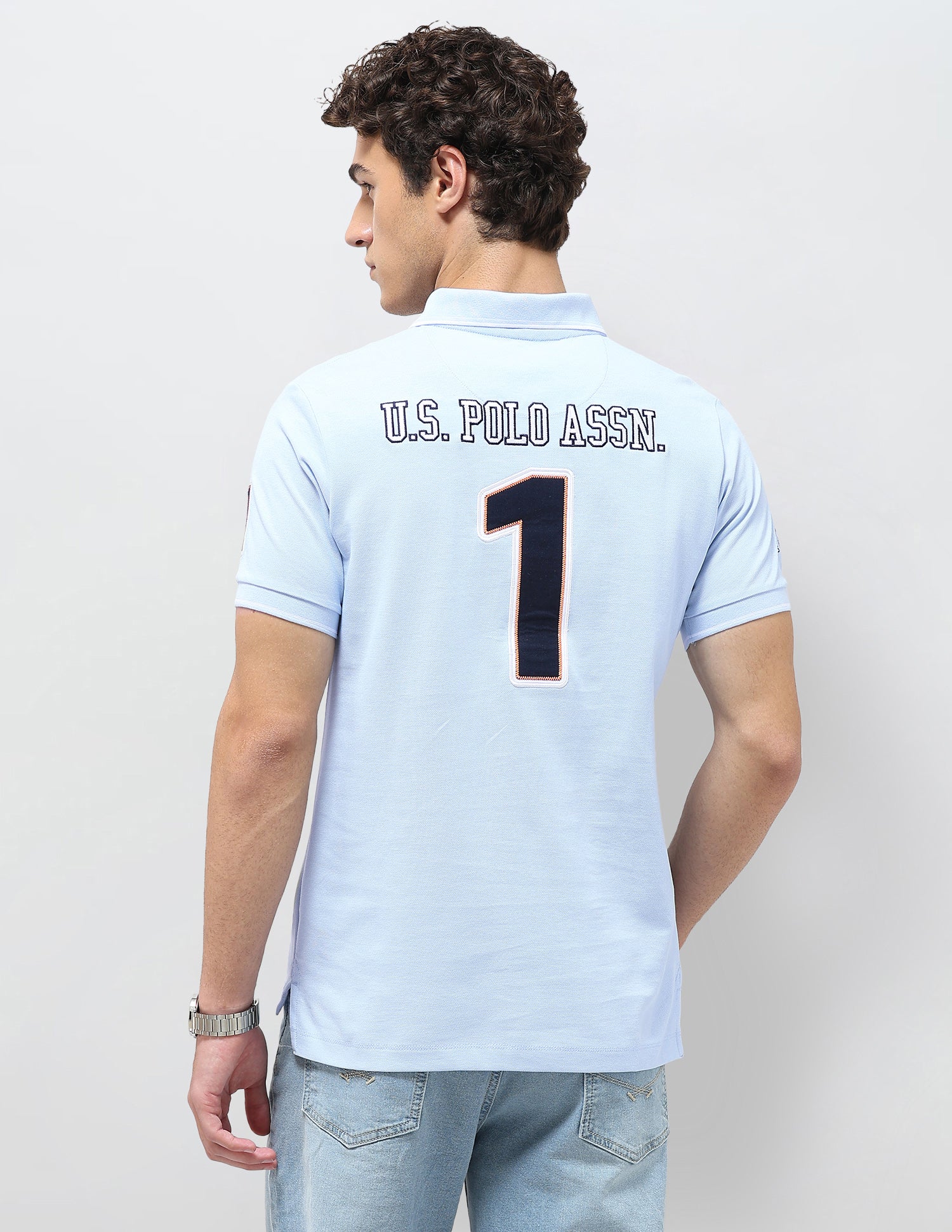 Diagonal Colorblocked Brand Embroidered Polo Shirt