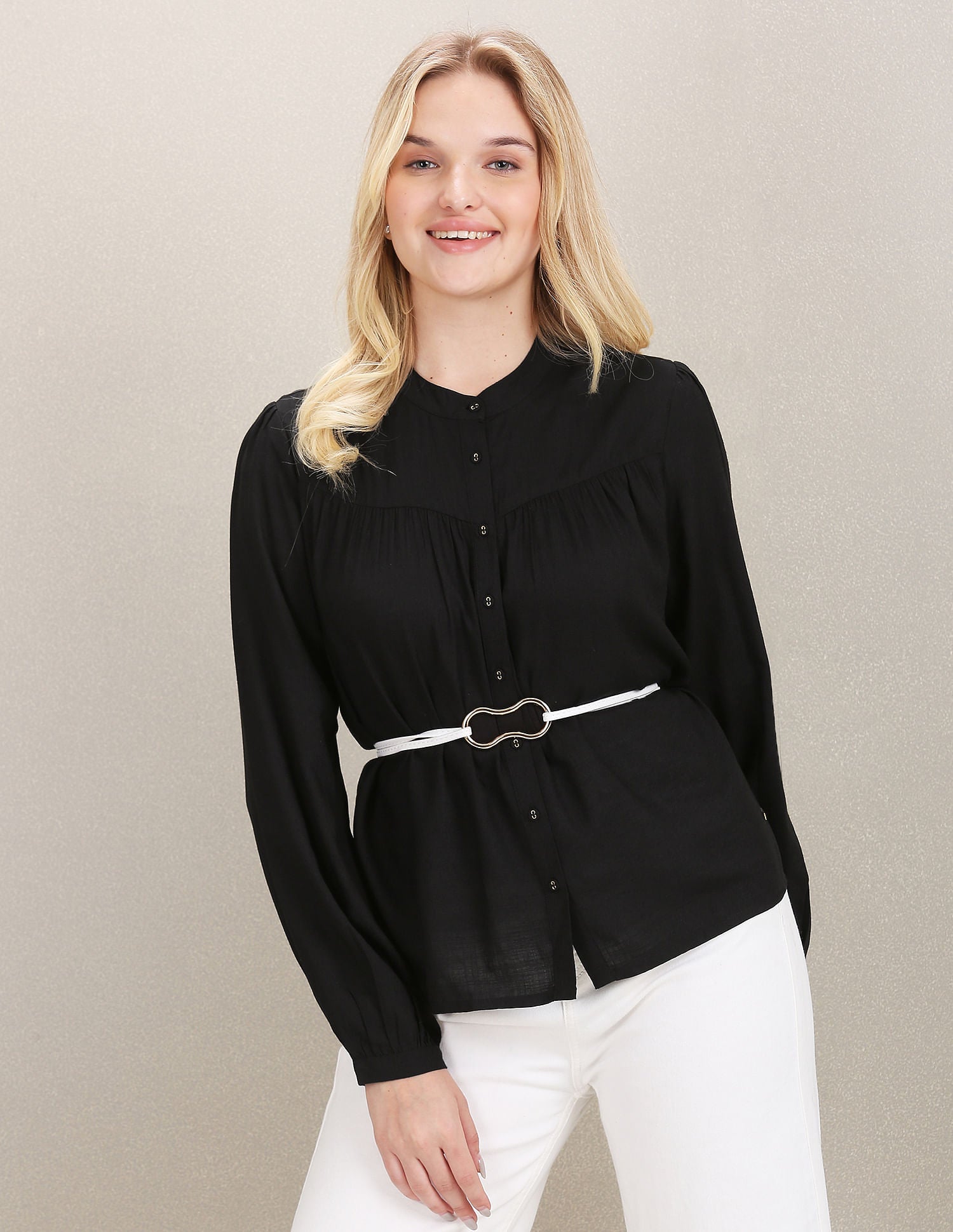 Solid Viscose Shirt Black - U.S. Polo Assn. India | Large