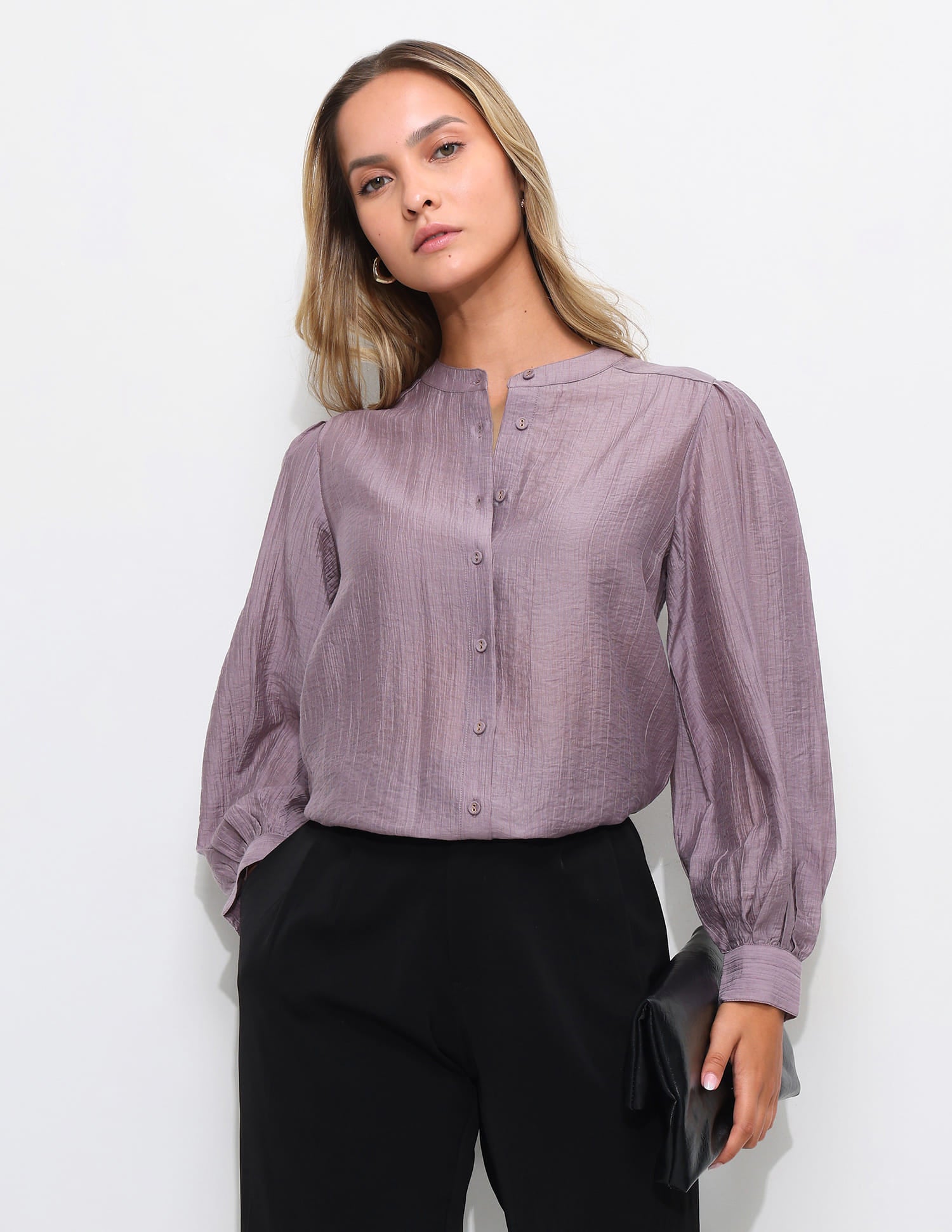 Solid Relaxed Fit Blouson Top