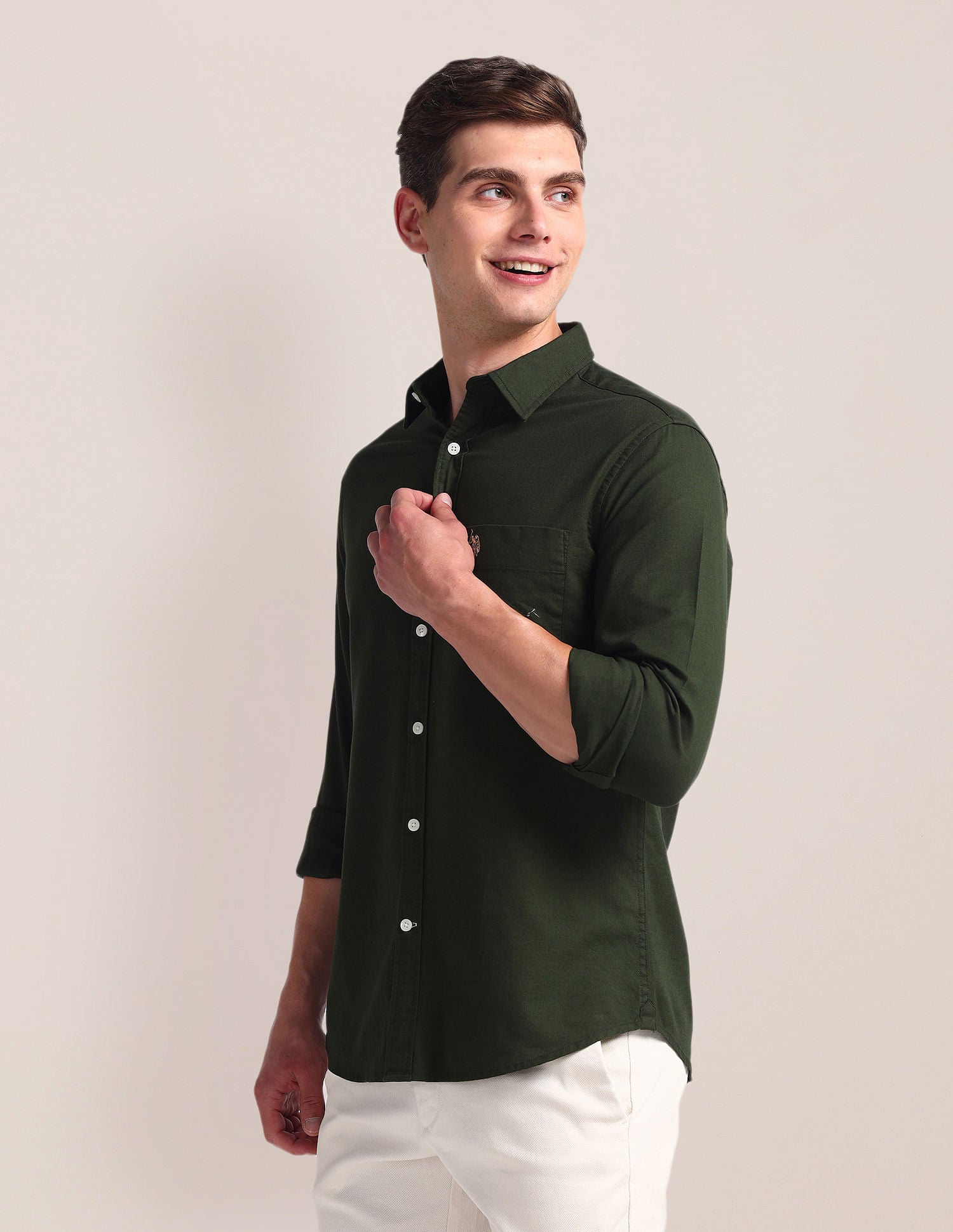 Solid Dobby Shirt Green - U.S. Polo Assn. India | Large