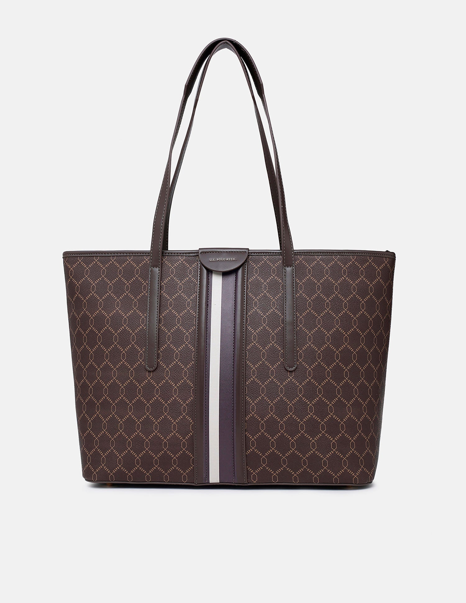 Cami Monogram Tote Bag Brown - U.S. Polo Assn. India | Large