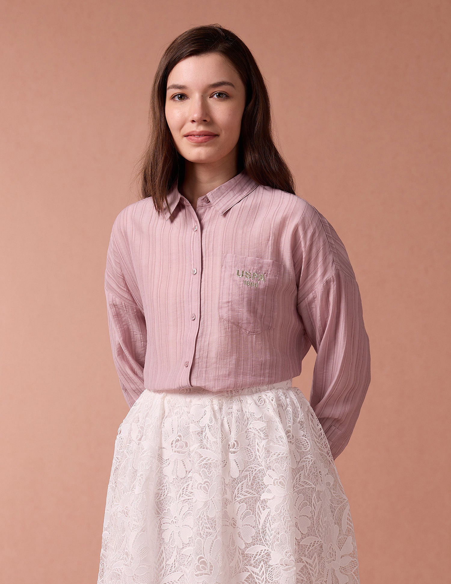 Brand Embroidered Vertical Stripe Shirt
