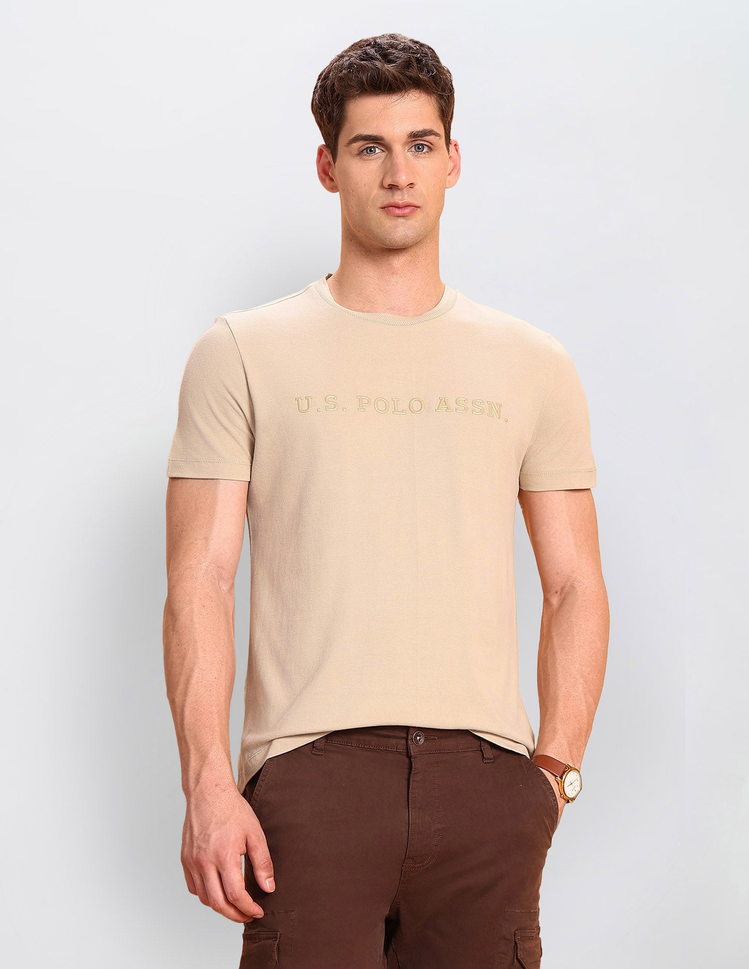 Brand Embossed Slim Fit T-Shirt