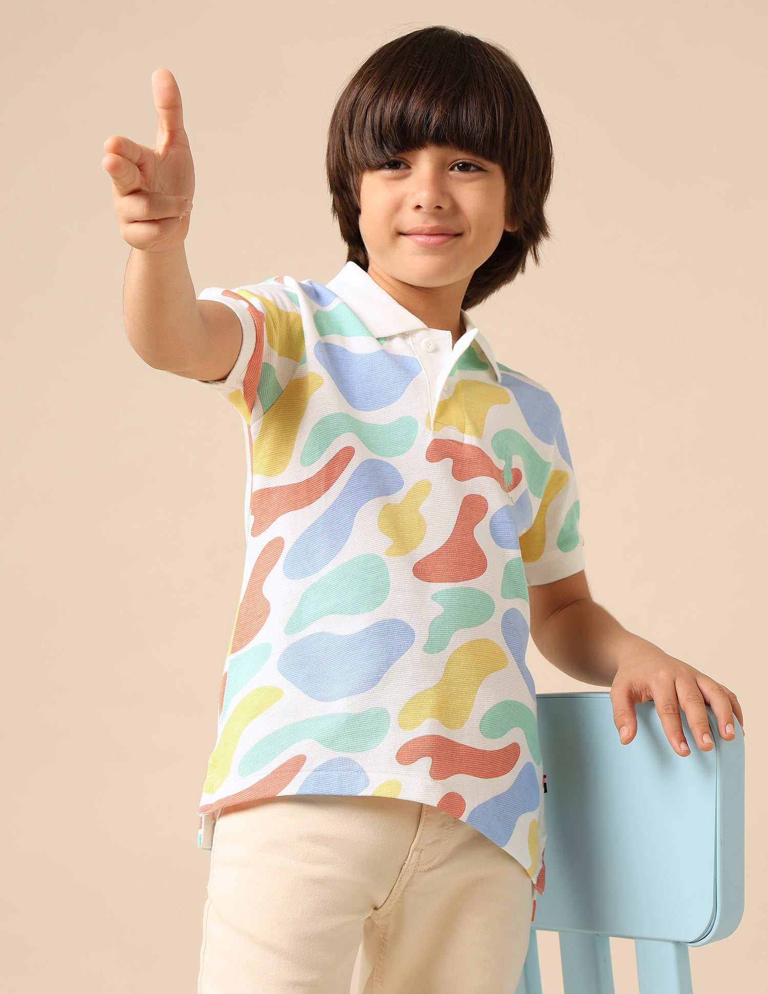 Boys Abstract Printed Regular Fit Polo Shirt