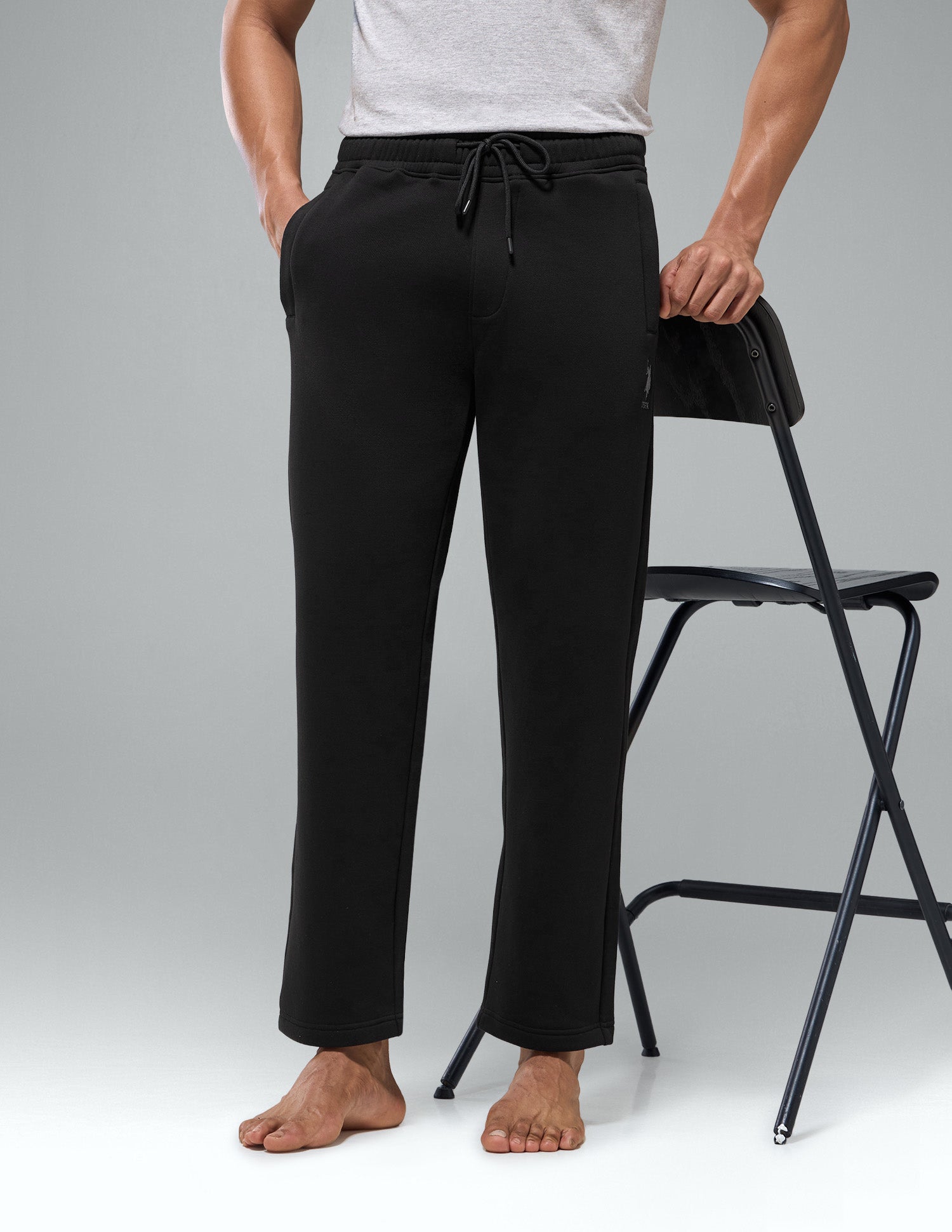 Cotton Fleece Relaxed Fit LR007 Track Pants Black - U.S. Polo Assn. India | Large