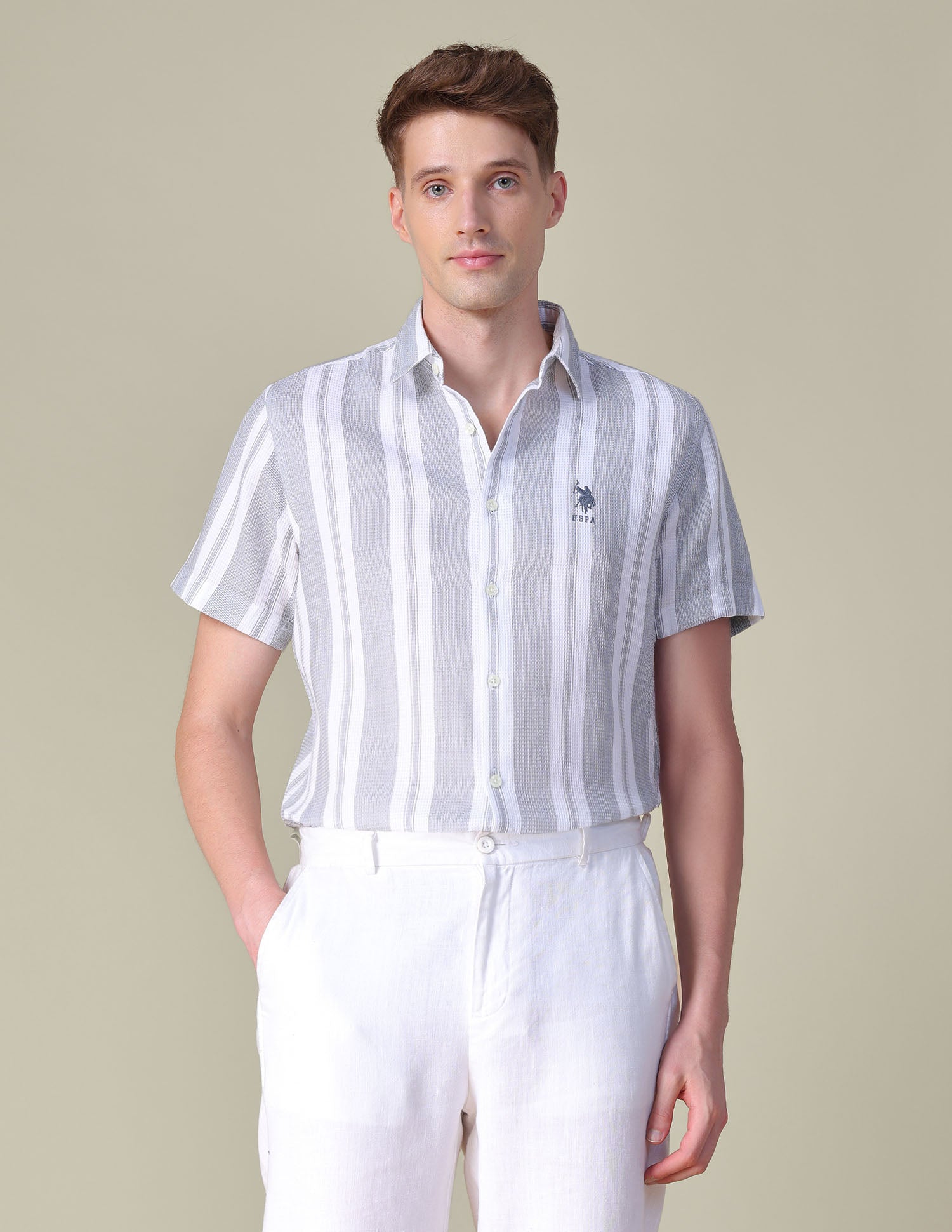 Vertical Striped Dobby Shirt