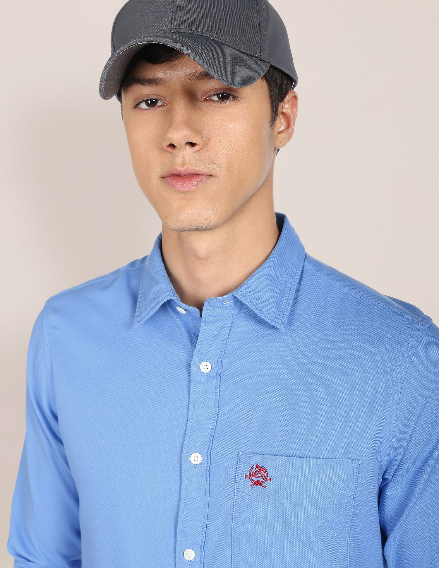 Dobby Weave Solid Casual Shirt Carolina Blue - U.S. POLO ASSN. | Large