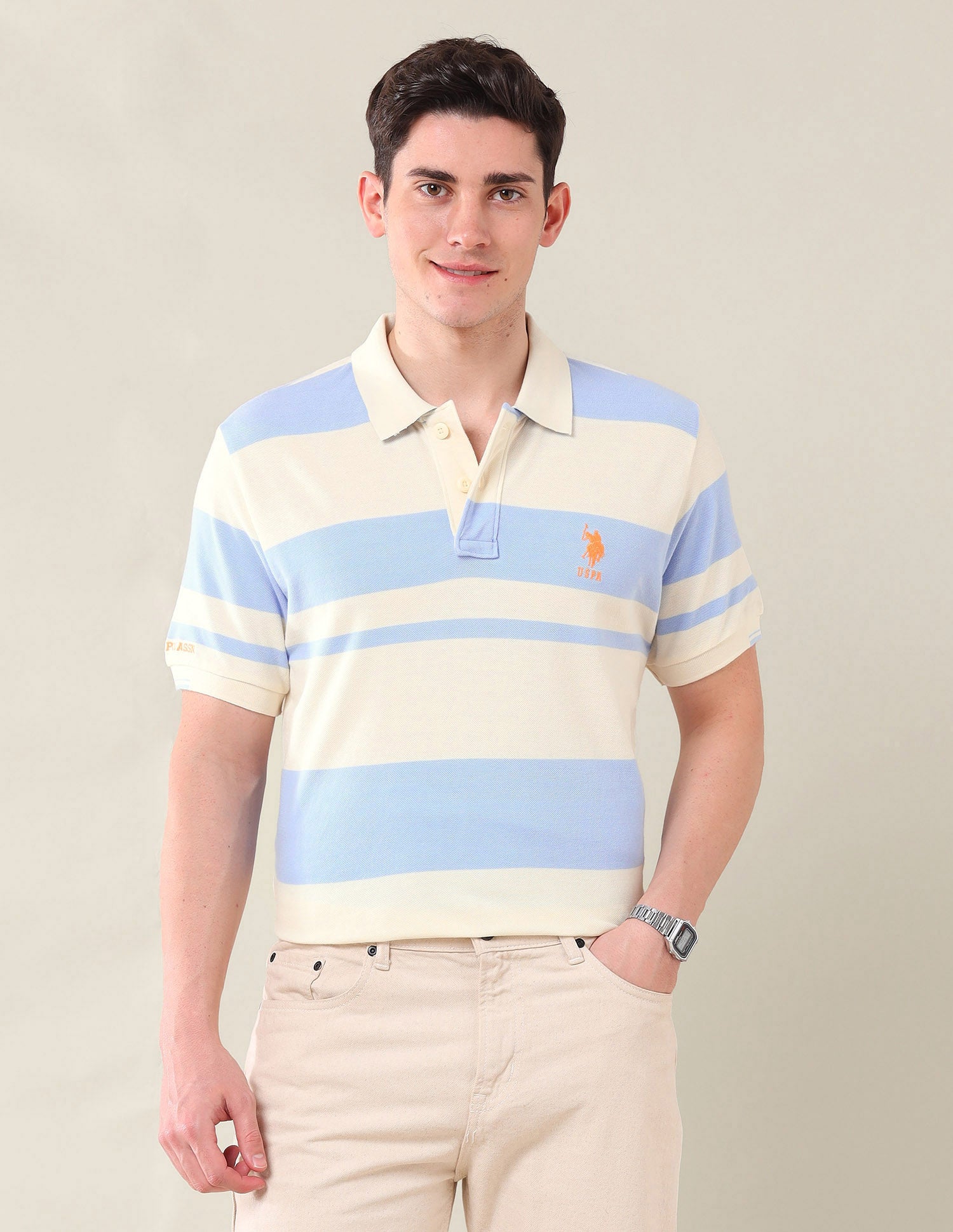 Horizontal Stripes Slim Fit Polo Shirt