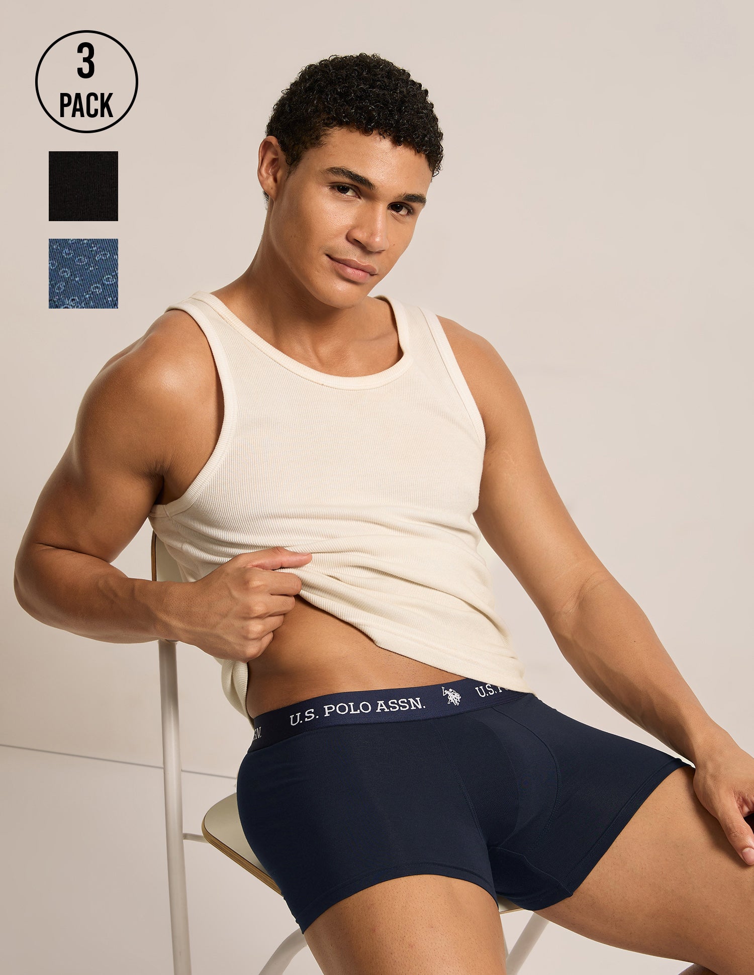 All Day Breathable OET26 Trunks - Pack of 3 Navy|Black|Navy - U.S. Polo Assn. India | Large