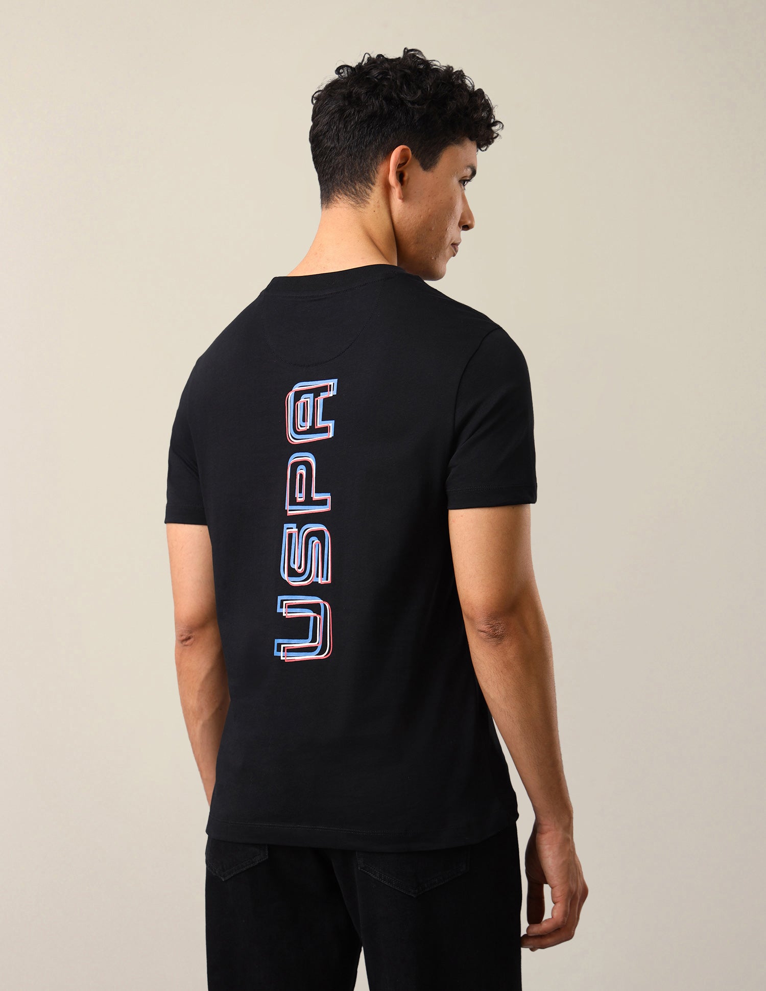 Brand Typographic Printed Regular Fit T-Shirt Black - U.S. Polo Assn. India | Large