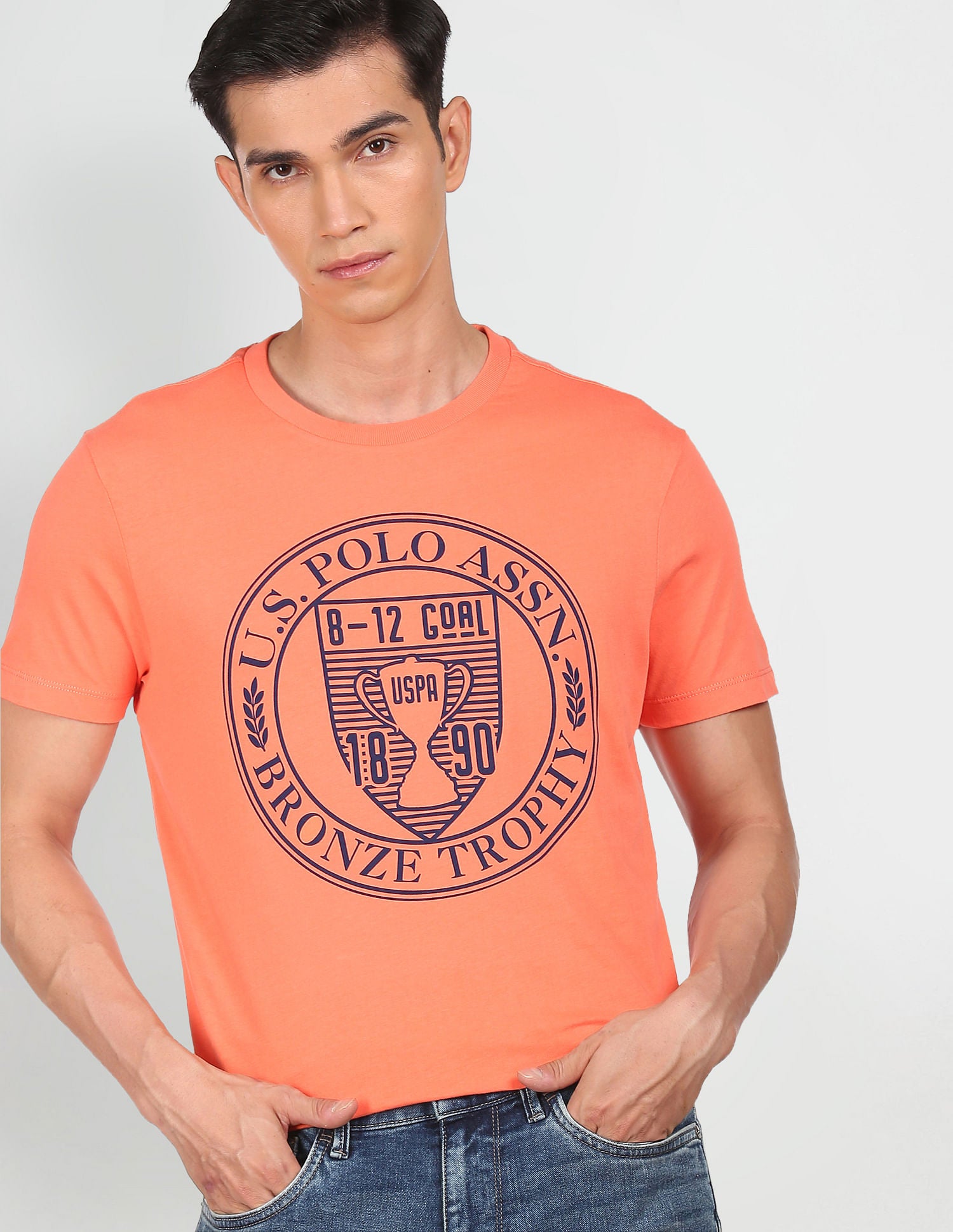 Pure Cotton Brand Print T-Shirt Coral - U.S. Polo Assn. India | Large