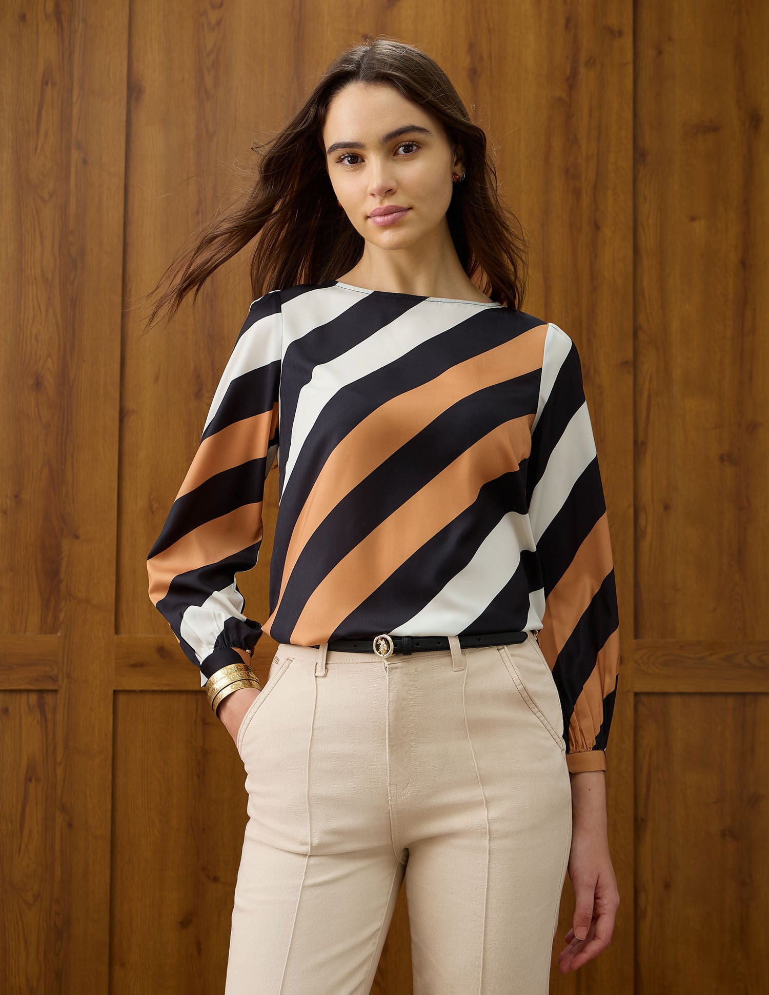 Diagonal Striped Regular Fit Top Multi-colour - U.S. Polo Assn. India | Large