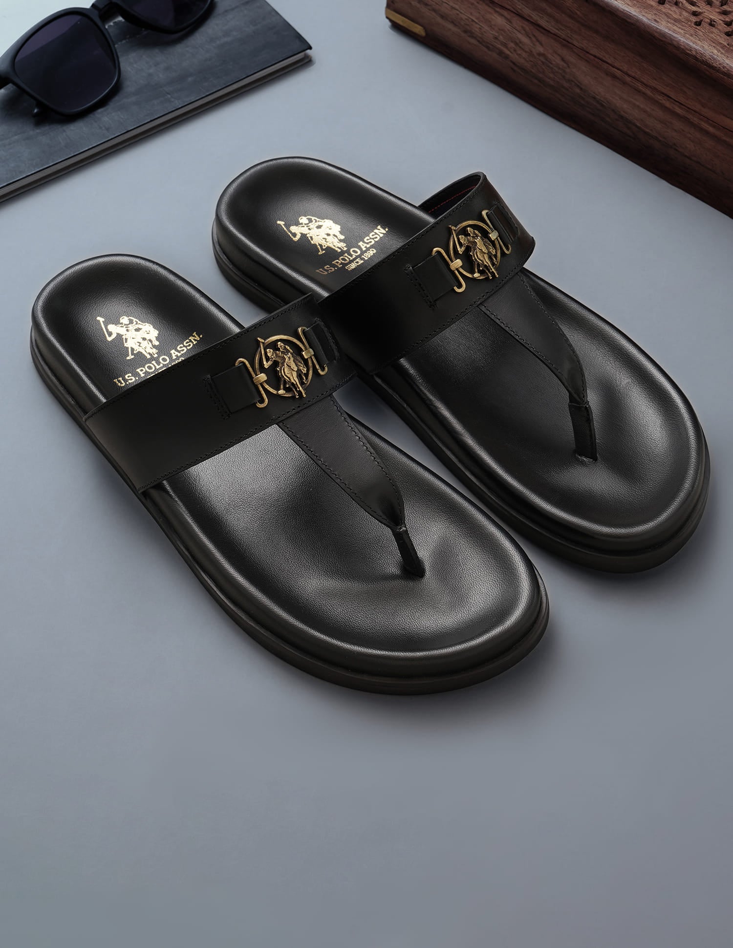 T-strap Rudi Sandals Black - U.S. Polo Assn. India | Large