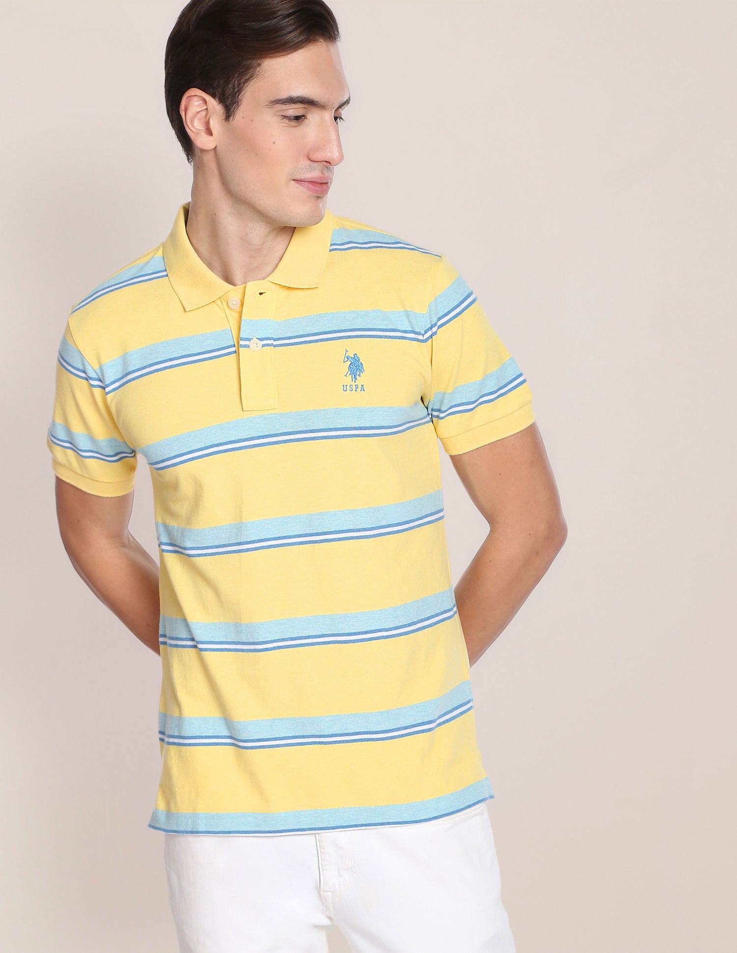 Signature Stripe Cotton Polo Shirt Yellow - U.S. Polo Assn. India | Large