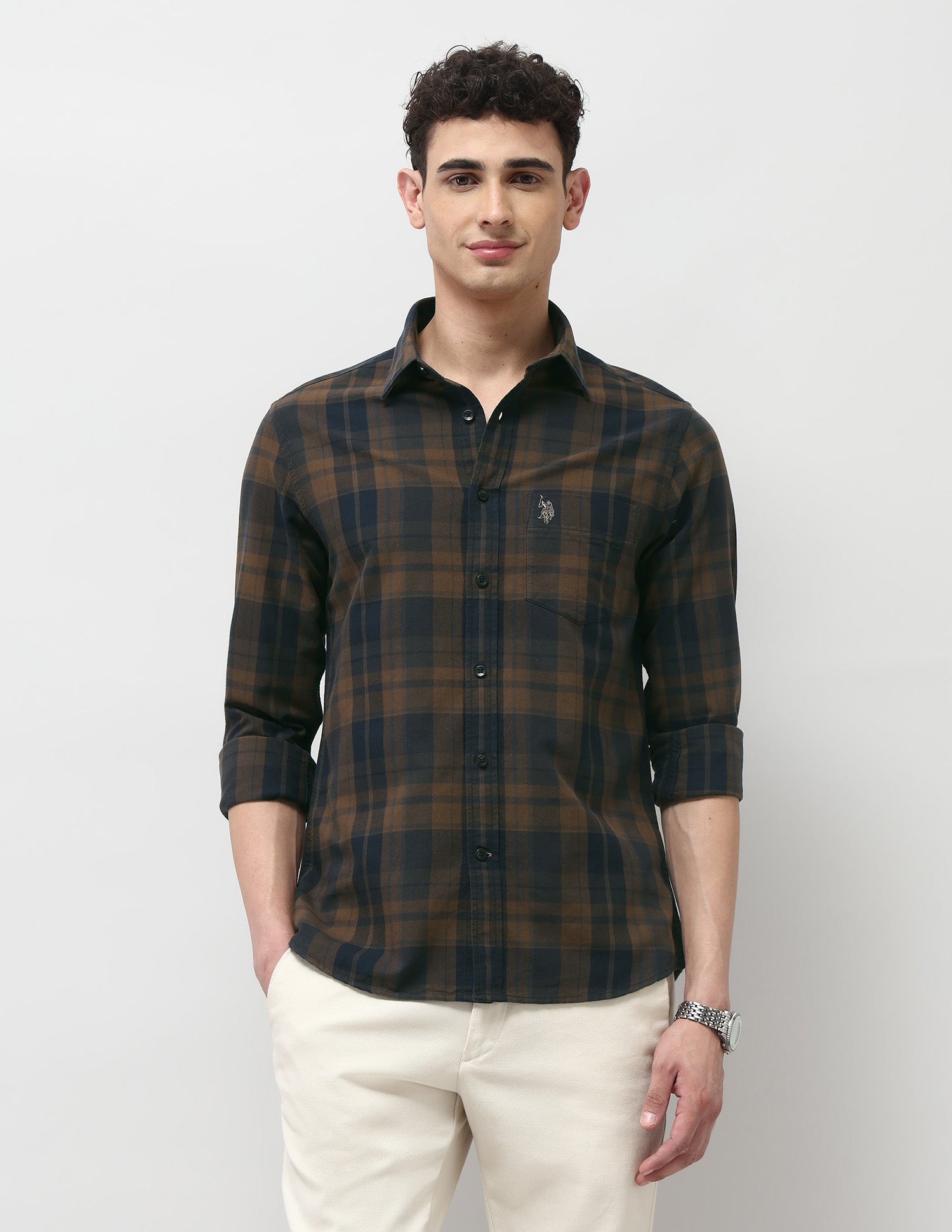 Plaid Checked Tailored Fit Shirt