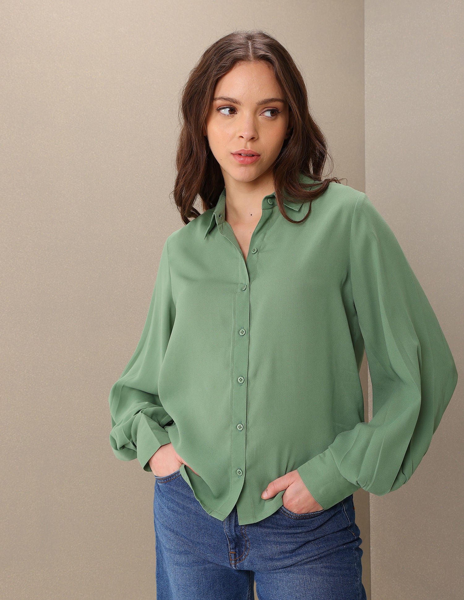 Long Sleeve Solid Top Green - U.S. POLO ASSN. | Large