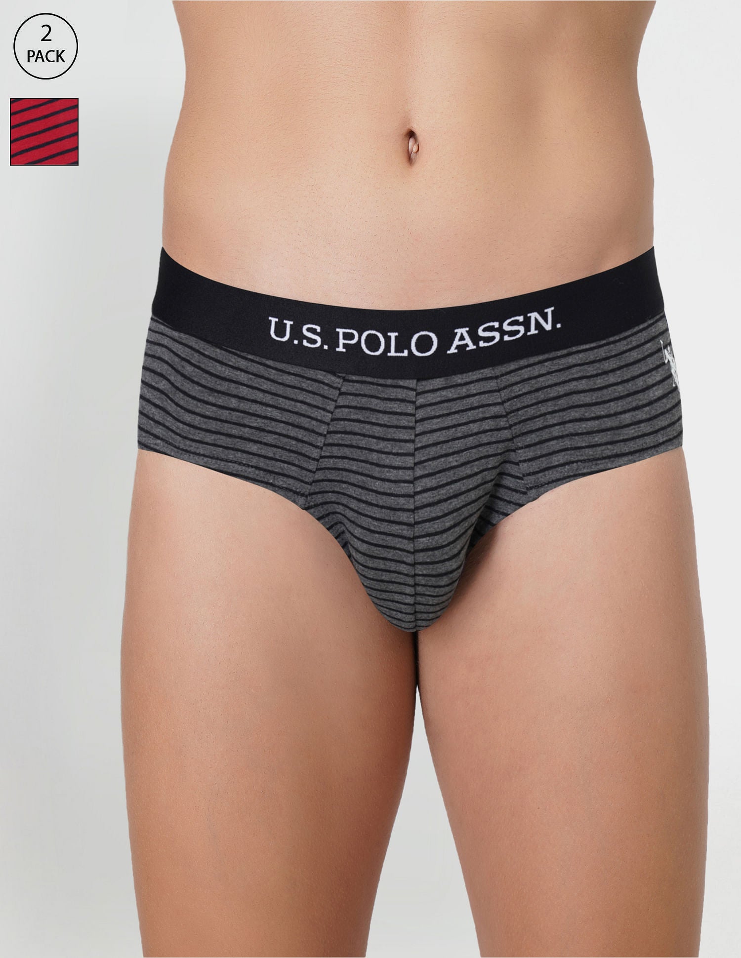 Striped Antibacterial EB005 Briefs Pack Of 2 U.S. Polo Assn. India