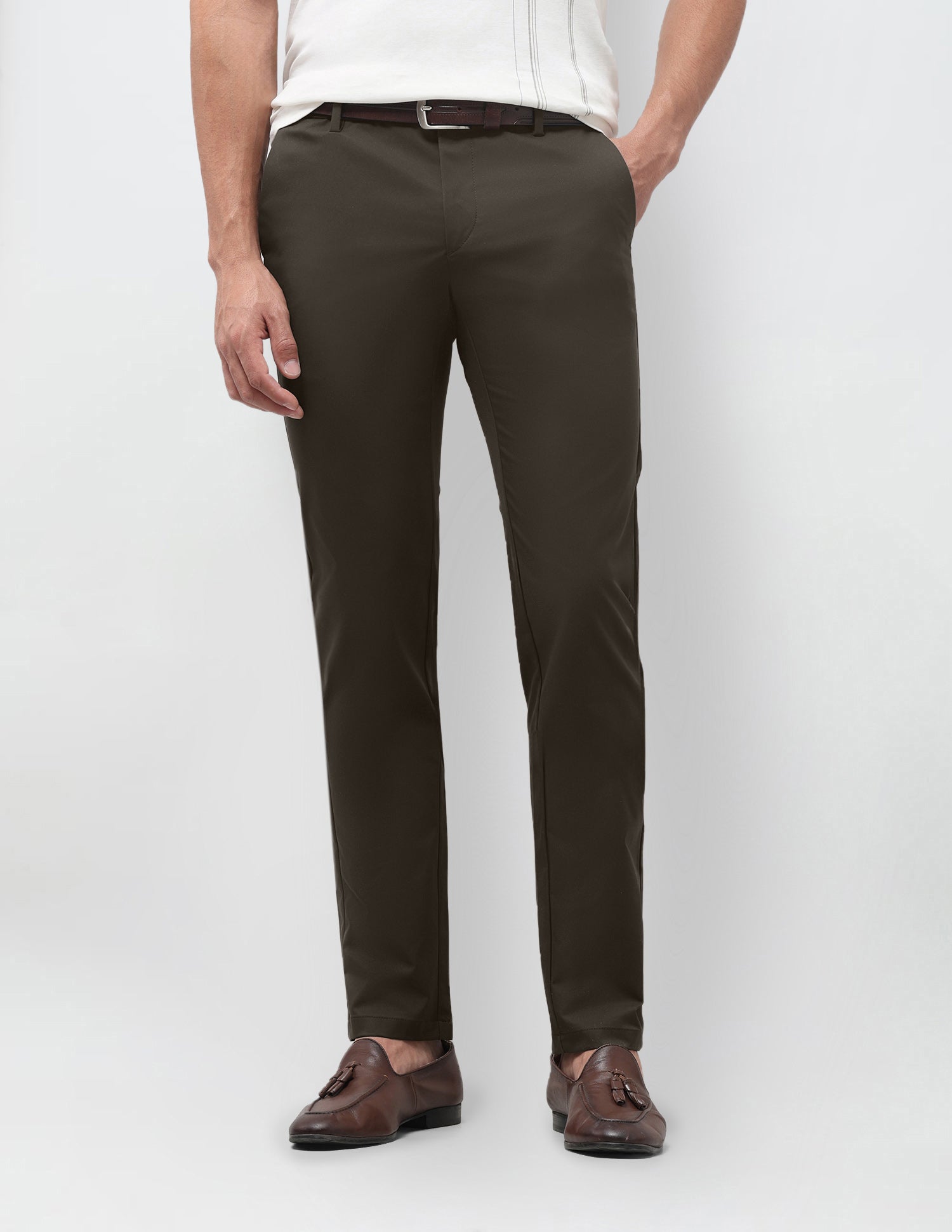 Denver Slim Fit Mid Rise Trousers Choco - U.S. Polo Assn. India | Large