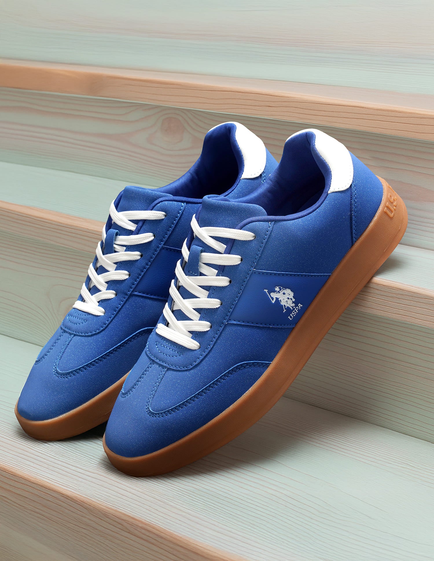 Round Toe Solid Skylar Sneakers Blue - U.S. Polo Assn. India | Large