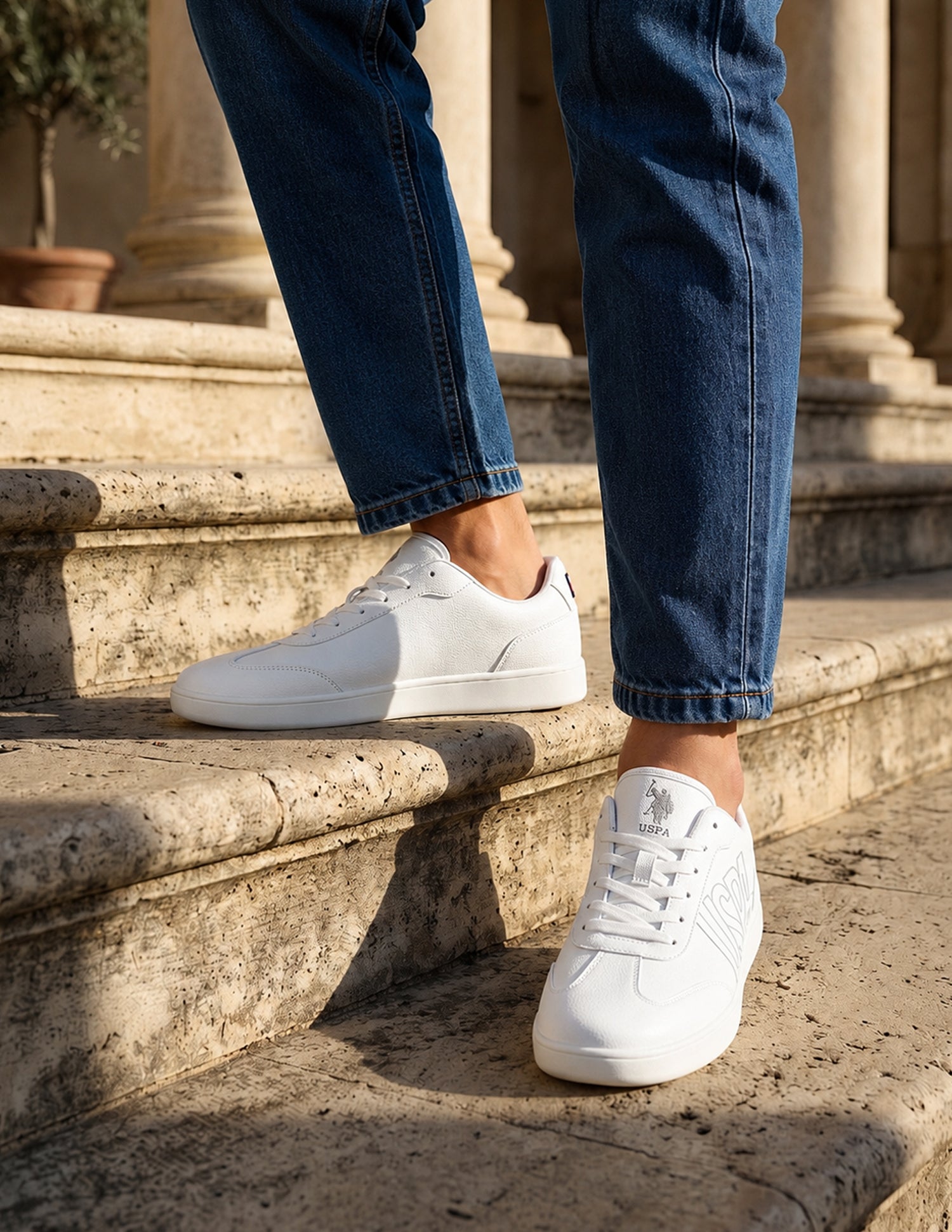 Men Brand Printed Lucid Sneakers White - U.S. Polo Assn. India | Large