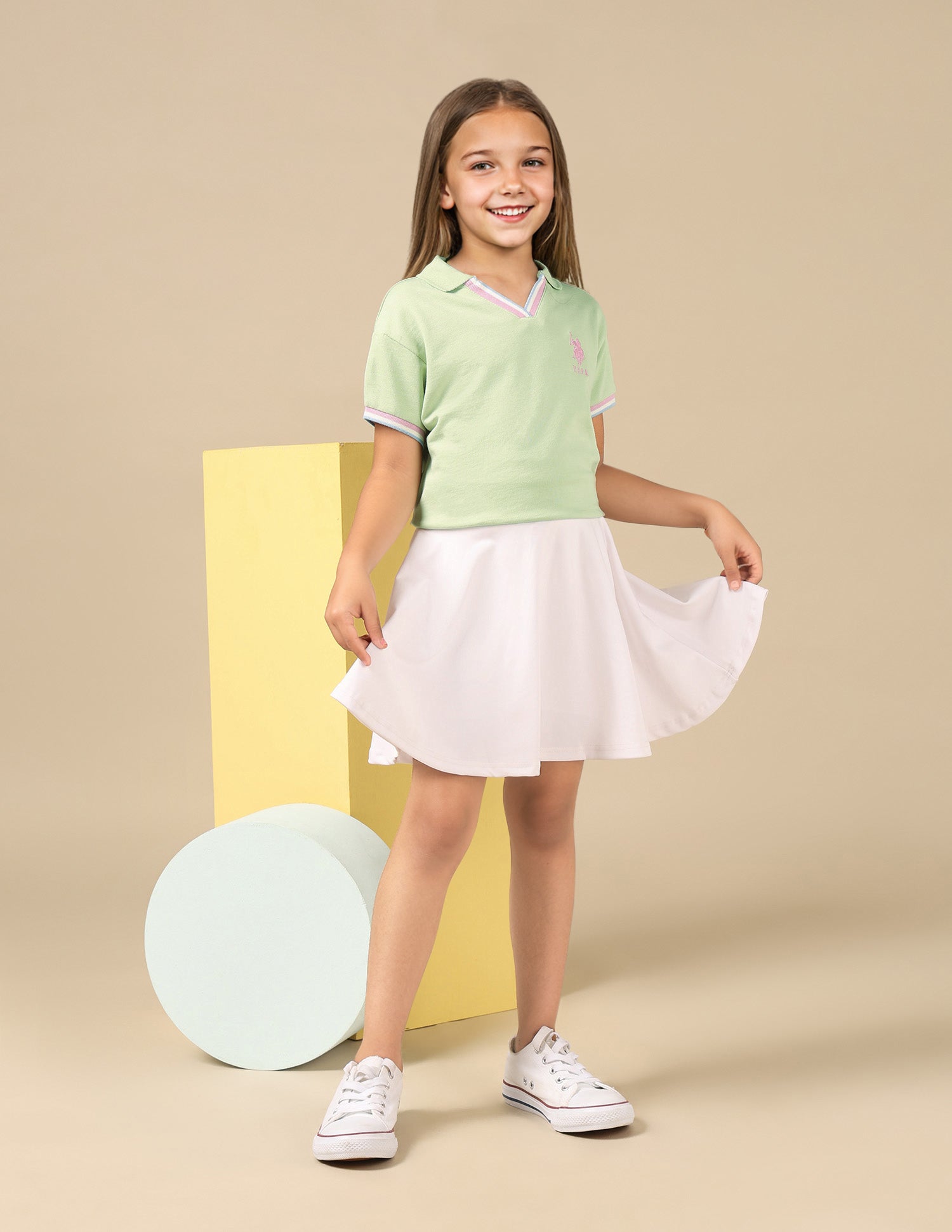 Girls Pure Cotton Solis Polo Shirt Light Green - U.S. POLO ASSN. | Large