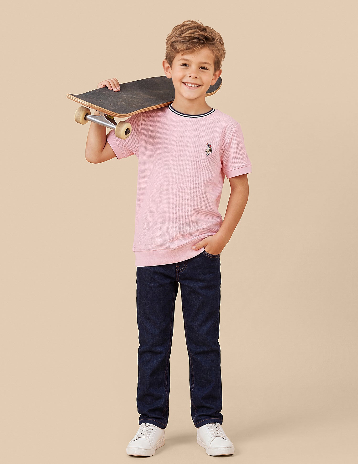 Solid Regular Fit T-Shirt Light Pink - U.S. Polo Assn. India | Large