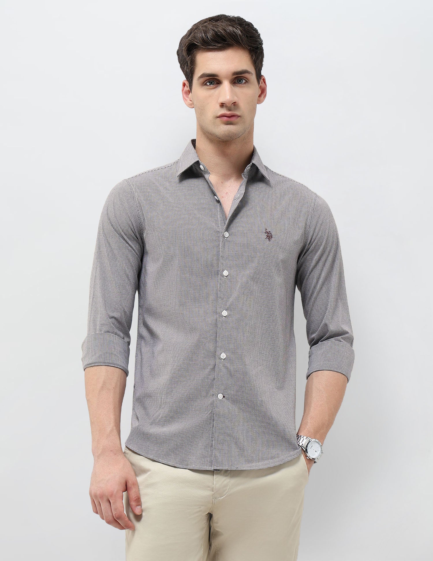 Micro Checked Regular Fit Shirt