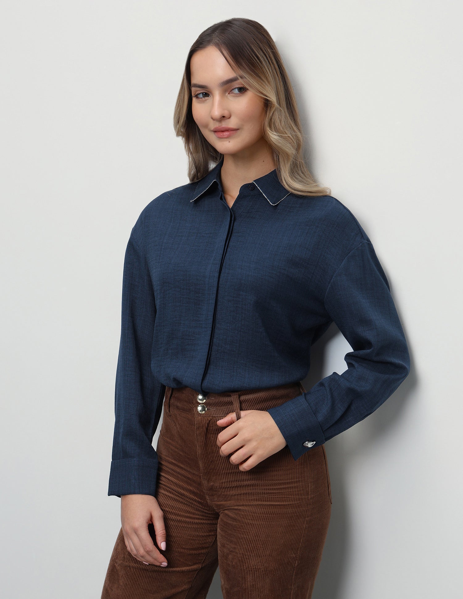 Solid Fitted Shirt Navy - U.S. Polo Assn. India | Large