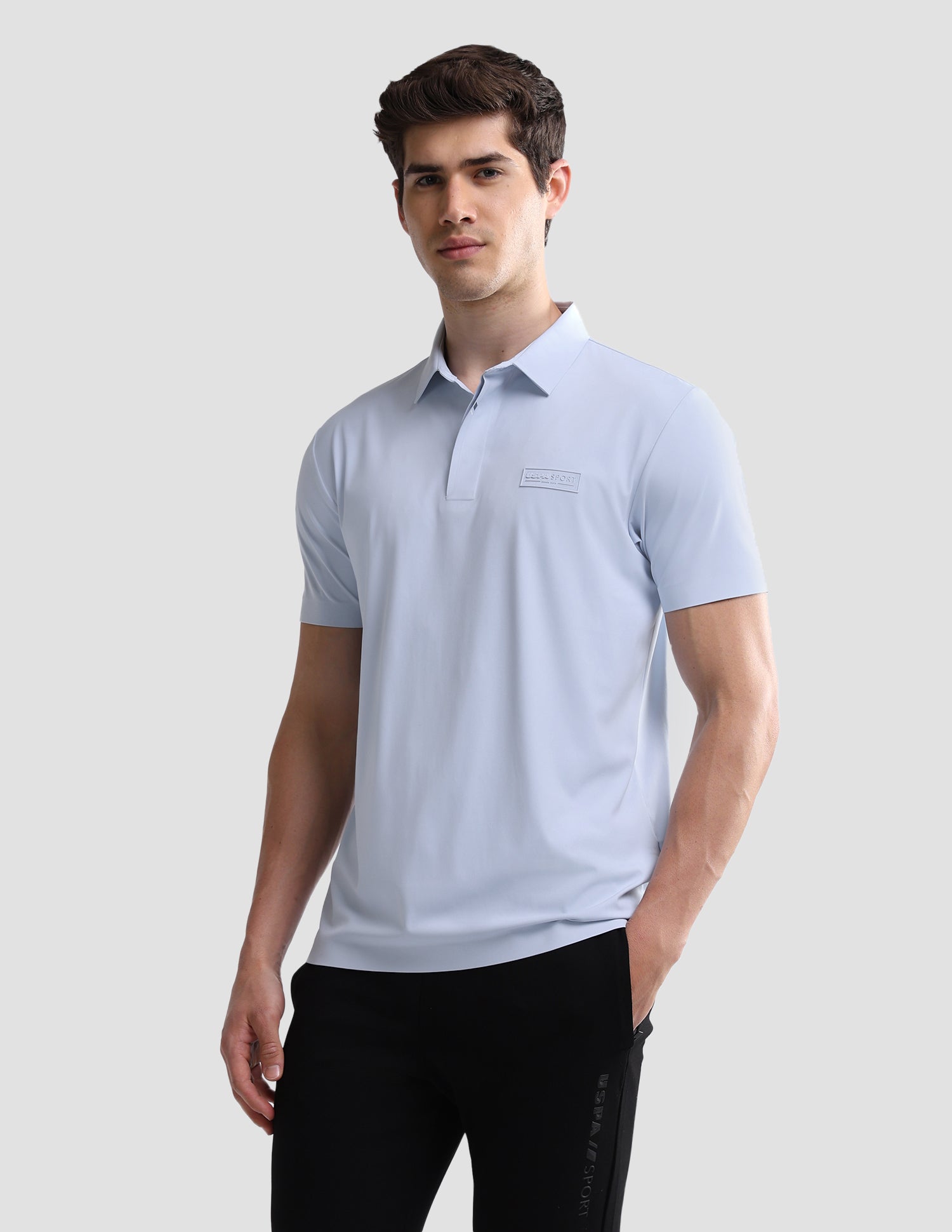 Solid Slim Fit Active Polo Shirt Light Blue - U.S. Polo Assn. India | Large