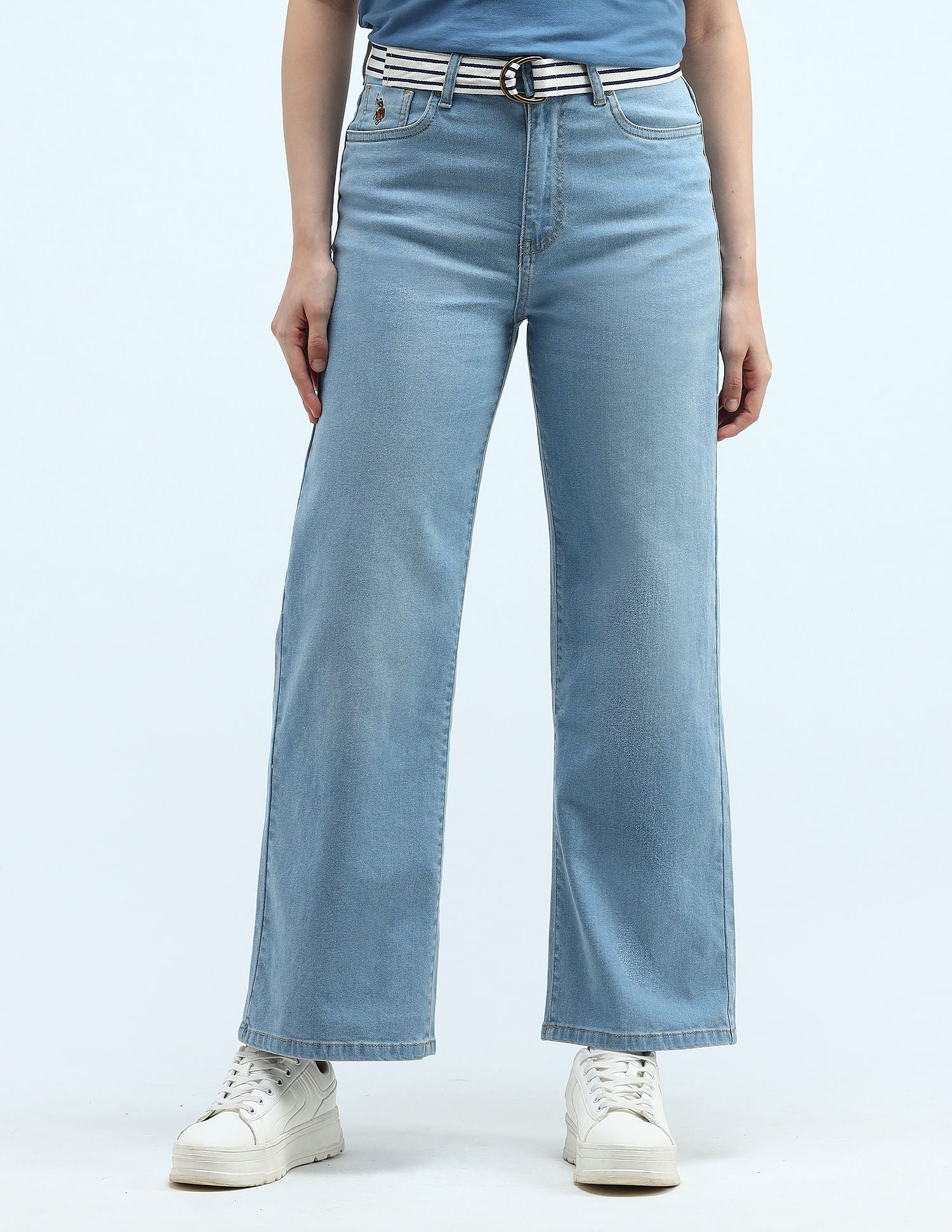 High Rise Wide Leg Jeans Blue - U.S. POLO ASSN. | Large