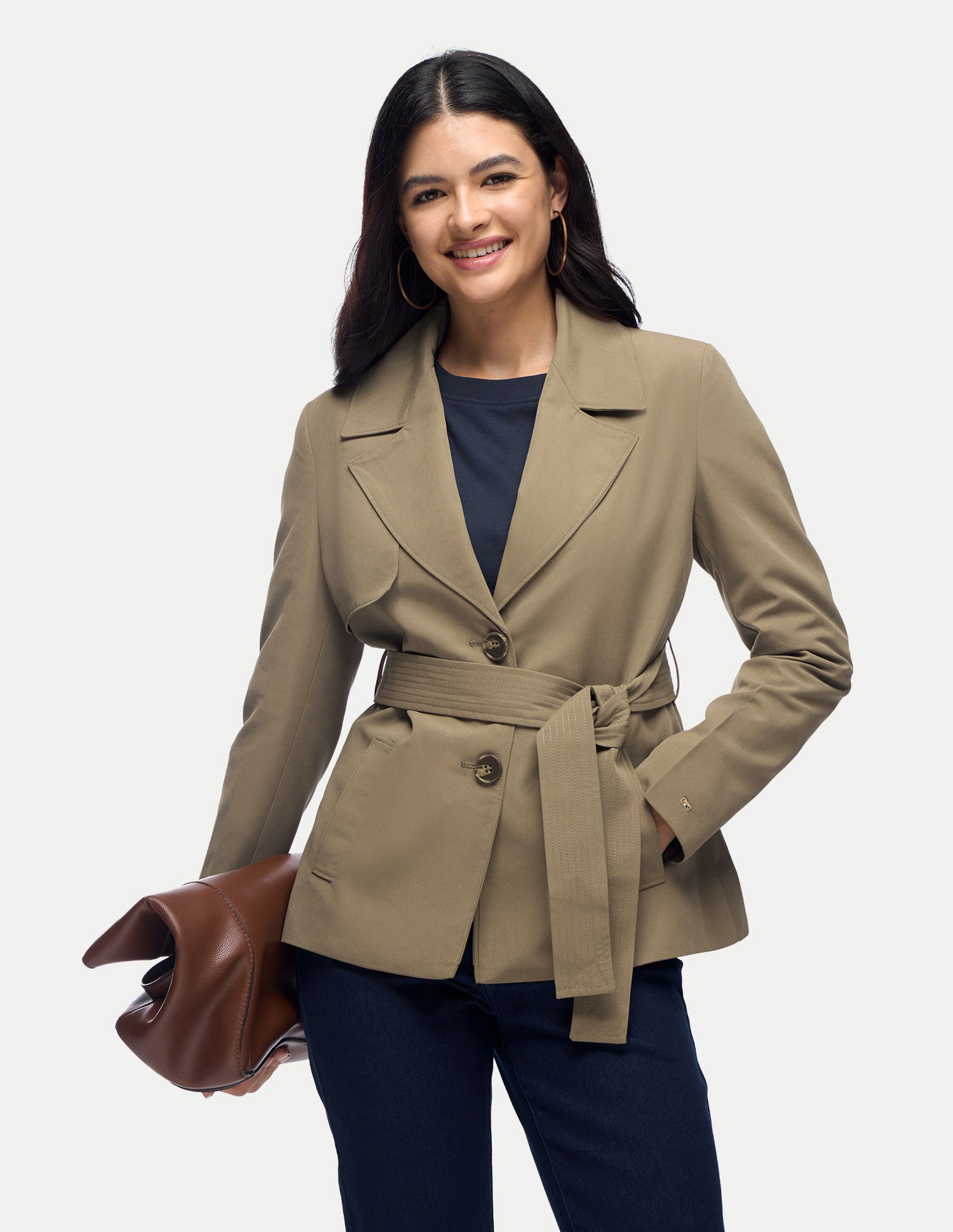 Mid Thigh Twill Trench Jacket Olive - U.S. Polo Assn. India | Large
