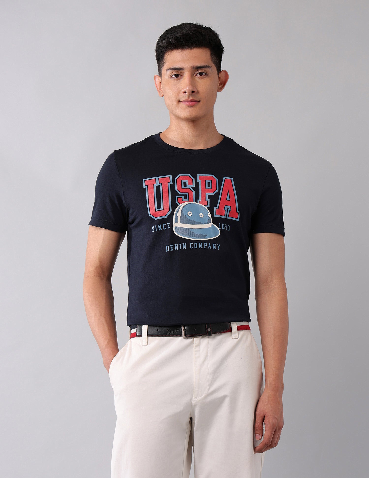 Brand Printed Muscle Fit T-Shirt Navy - U.S. Polo Assn. India | Large