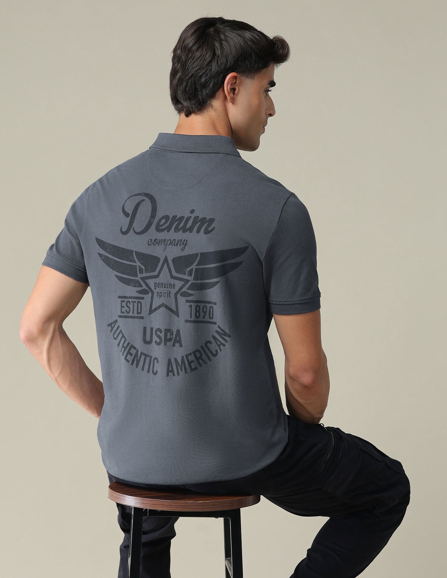 Placement Print Cotton Polo Shirt