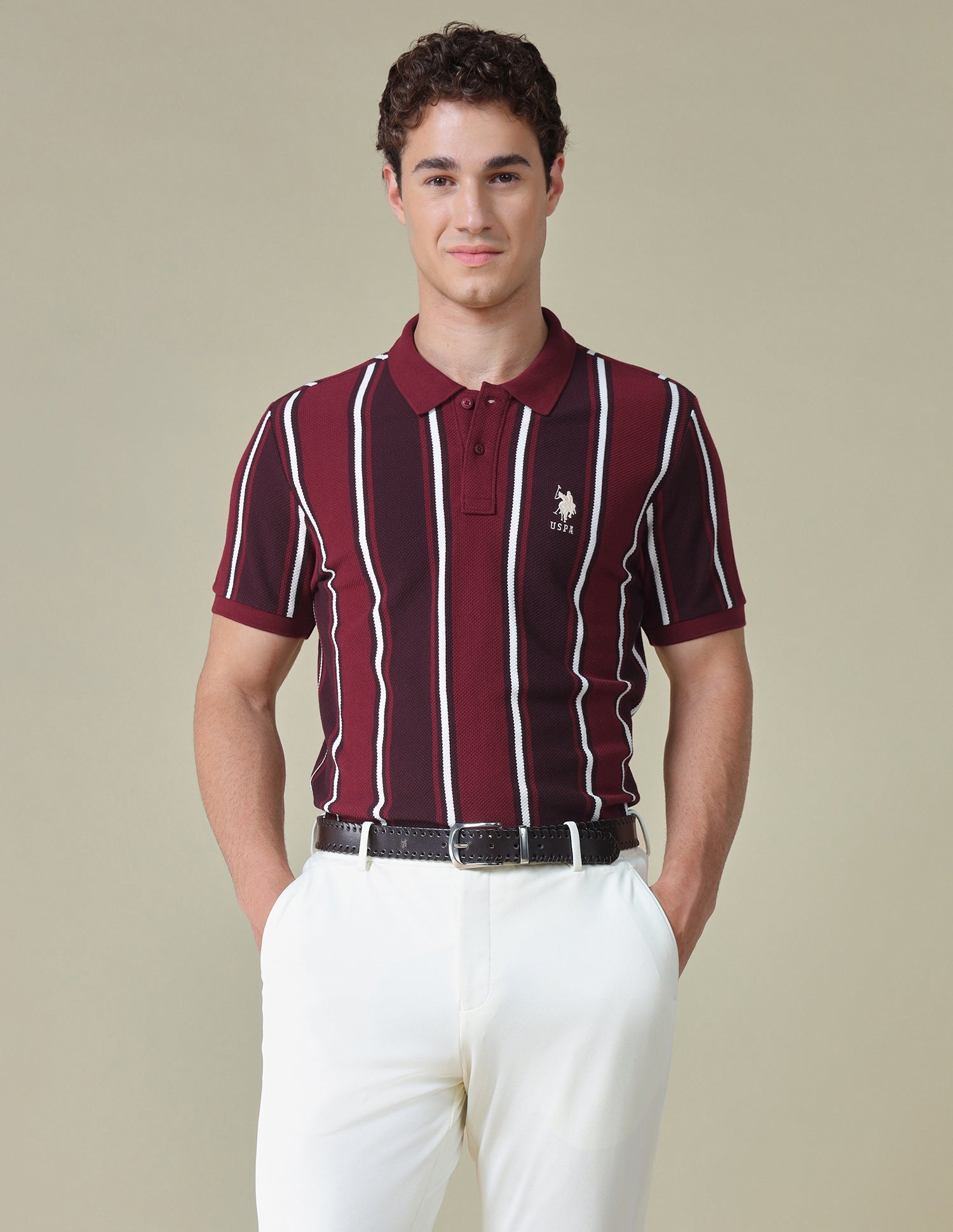 Vertical Striped Regular Fit Polo Shirt Purple - U.S. Polo Assn. India | Large