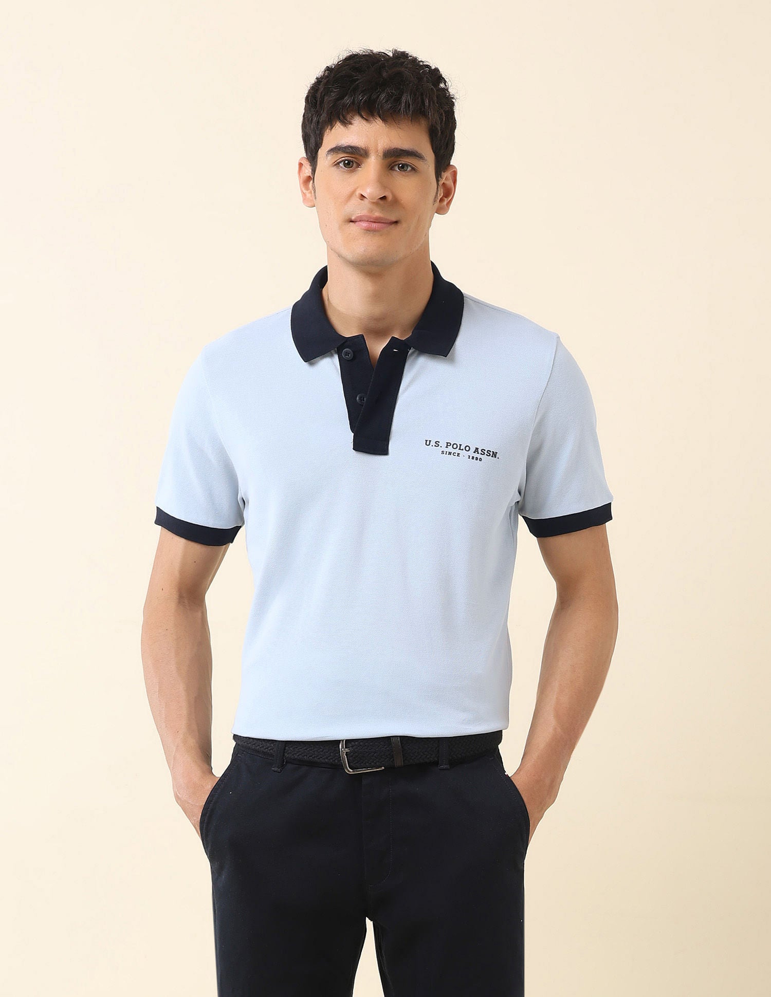 Contrast Collar Slim Fit Polo Shirt