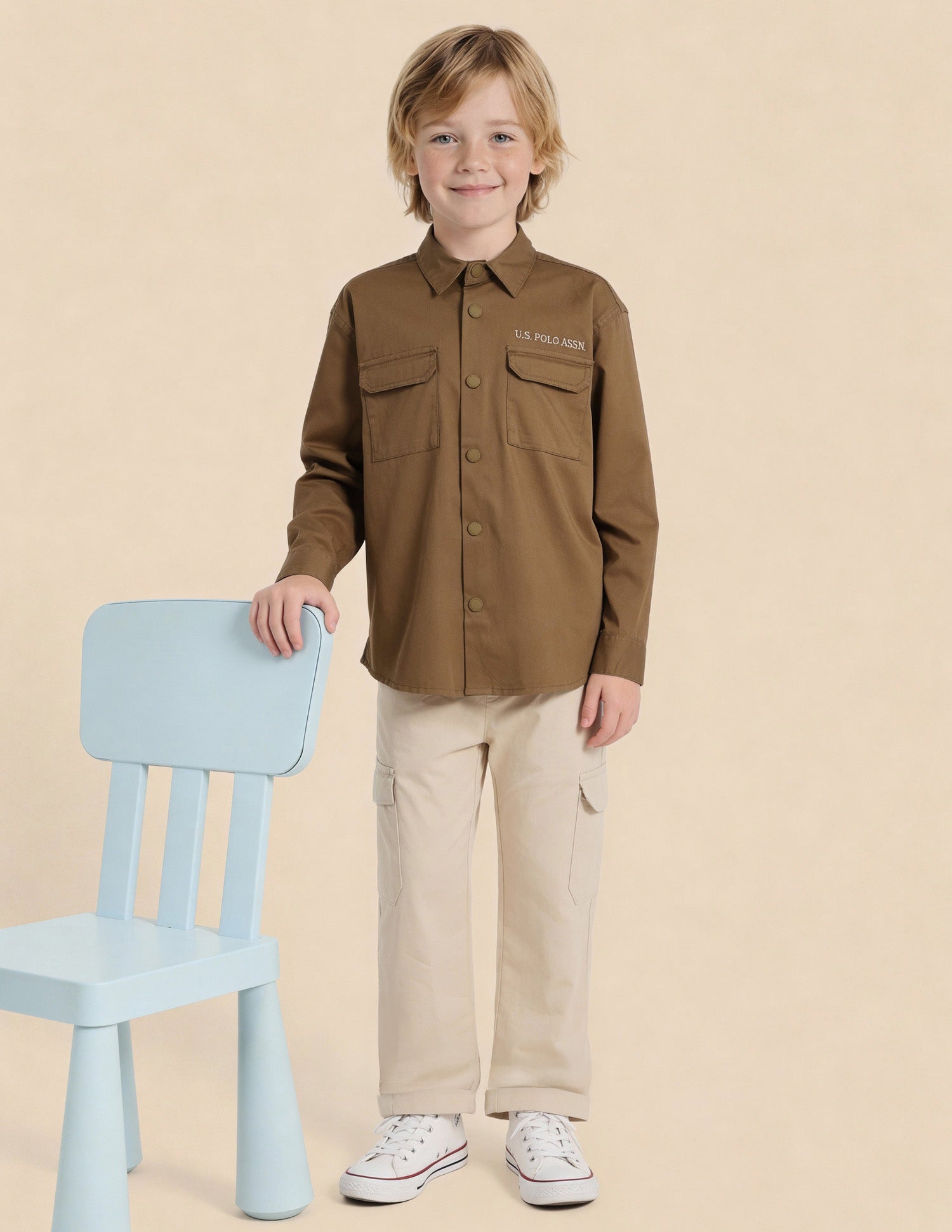 Boys Boxy Fit Solid Shirt