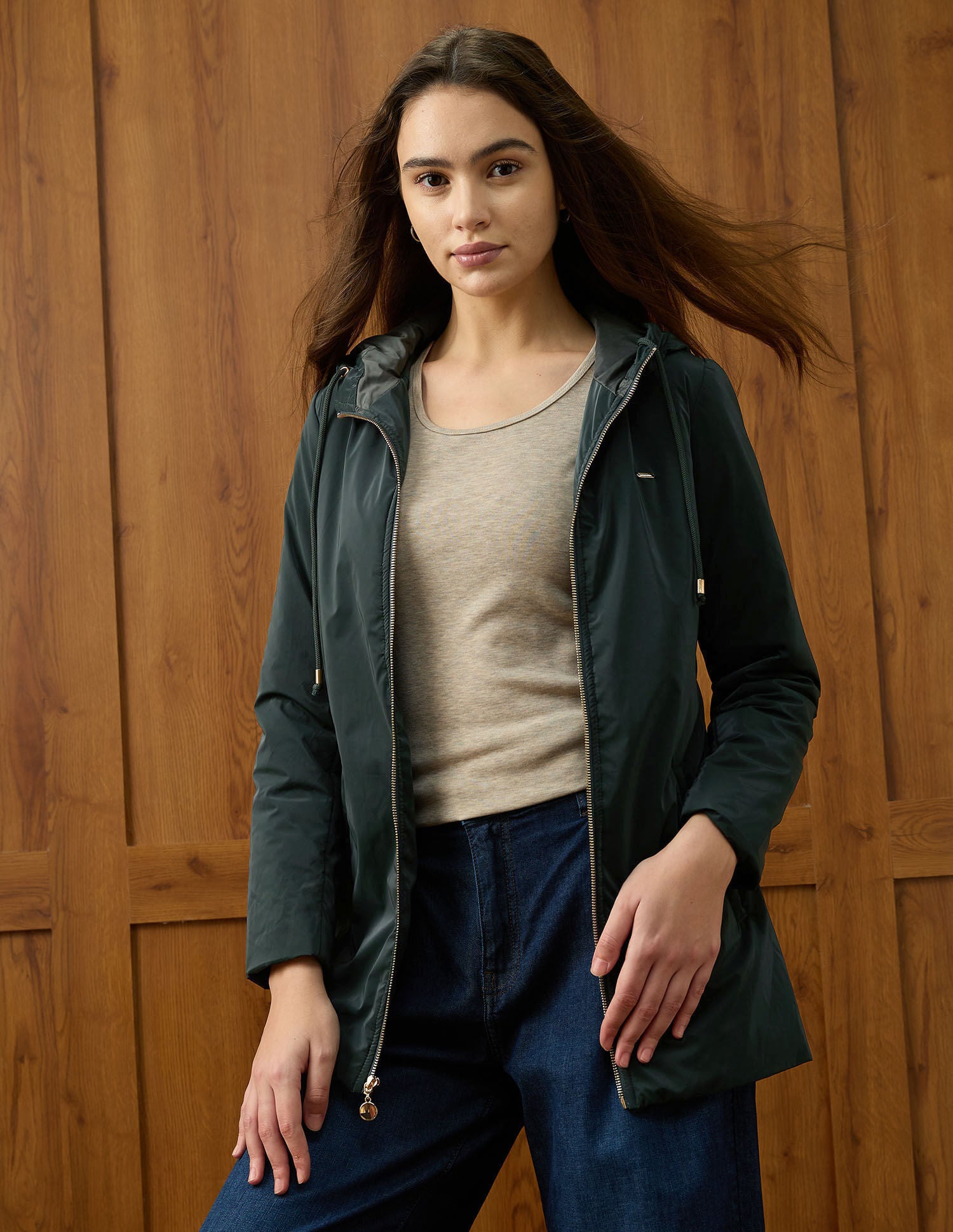 Solid Regular Fit Hooded Jacket