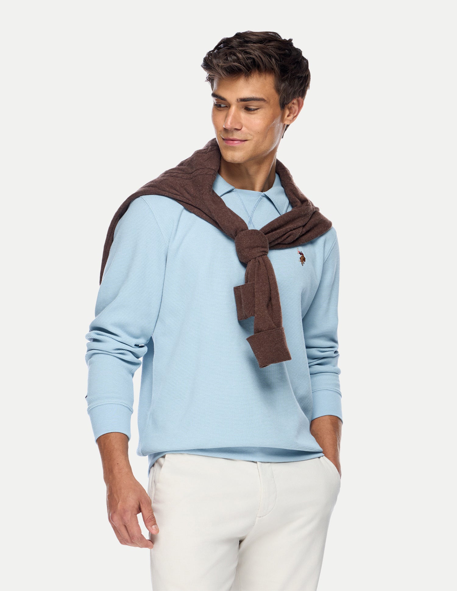 Solid Relaxed Fit Sweatshirt Light Blue - U.S. Polo Assn. India | Large