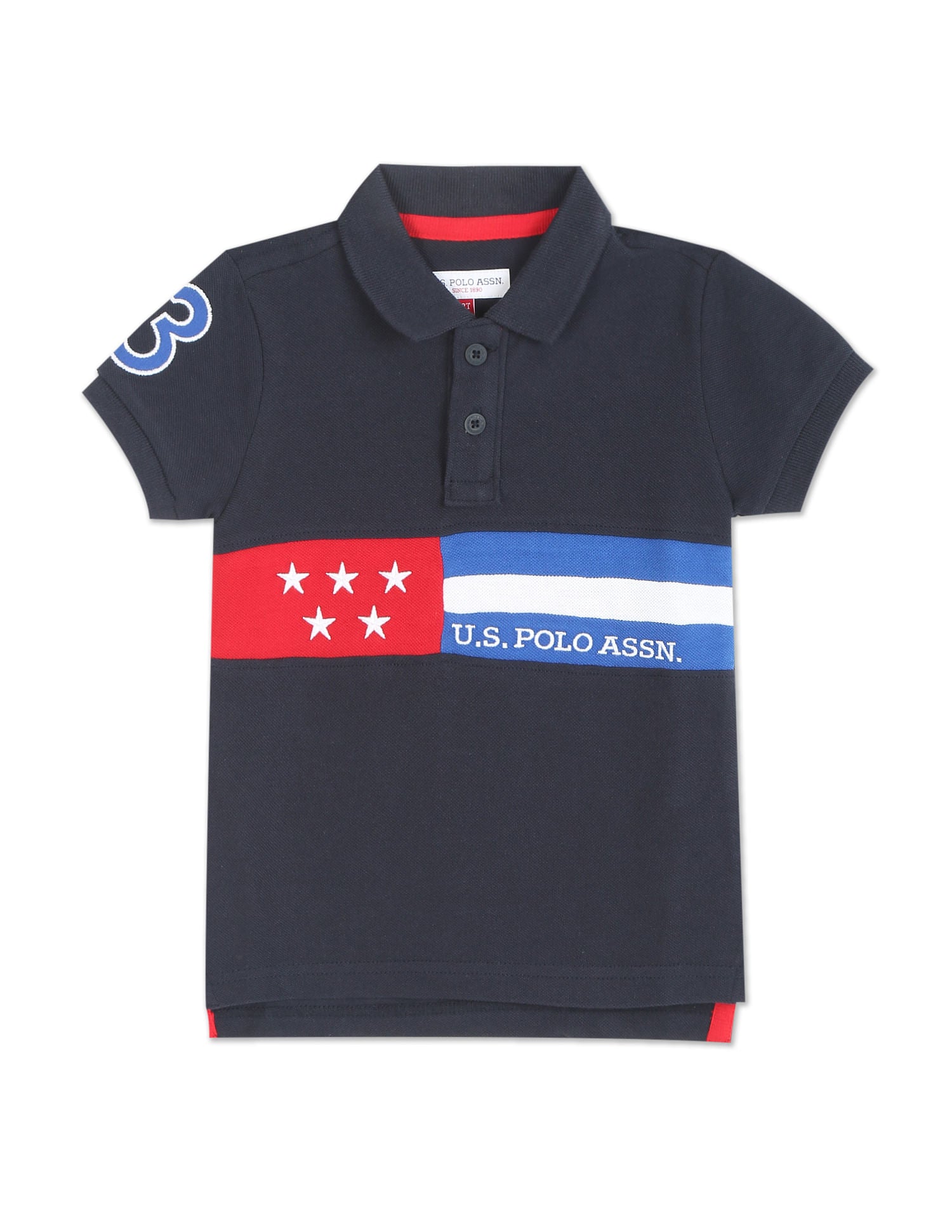 Ribbed Collar Colour Block Polo Shirt