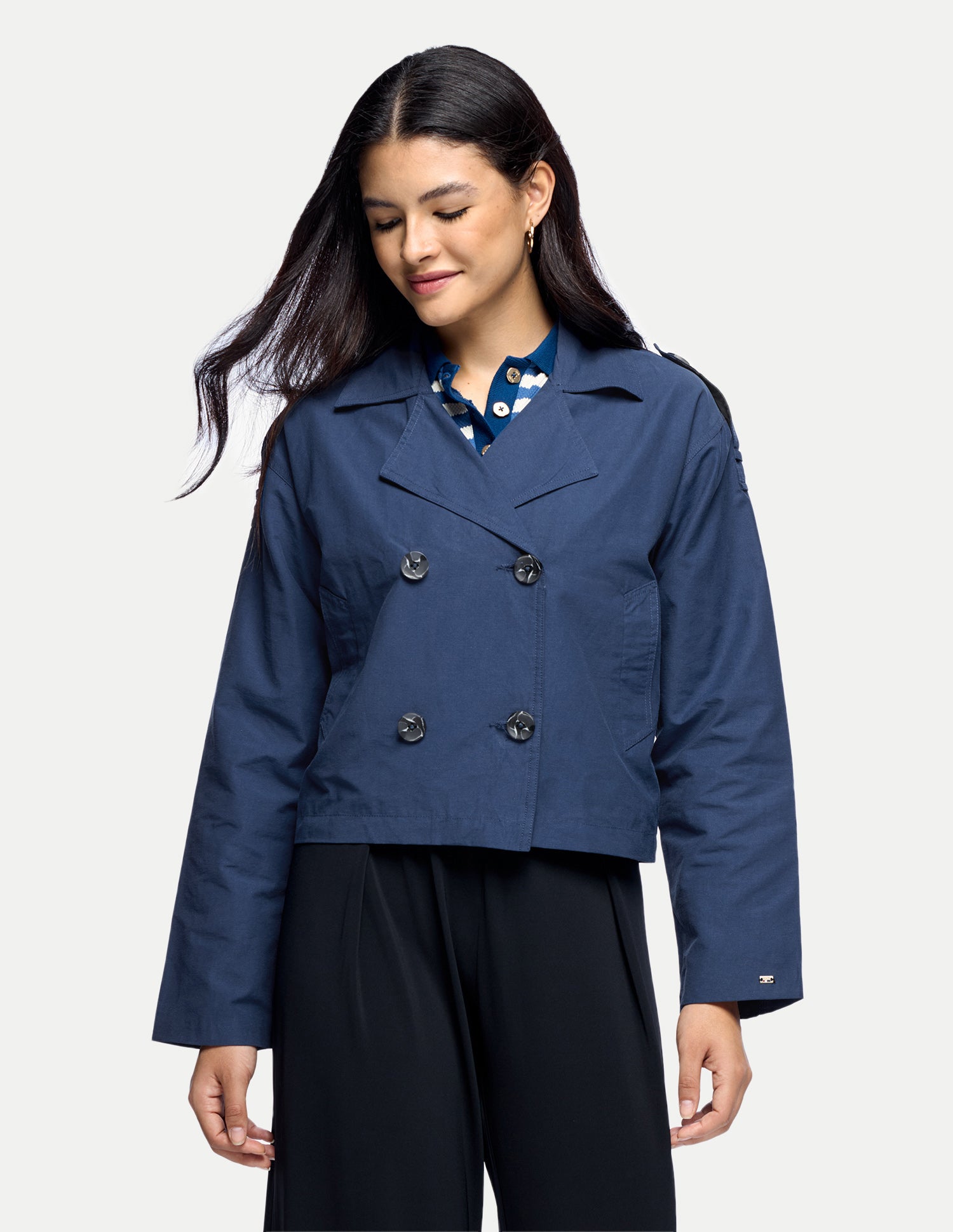 Cropped Boxy Twill Jacket Navy - U.S. Polo Assn. India | Large