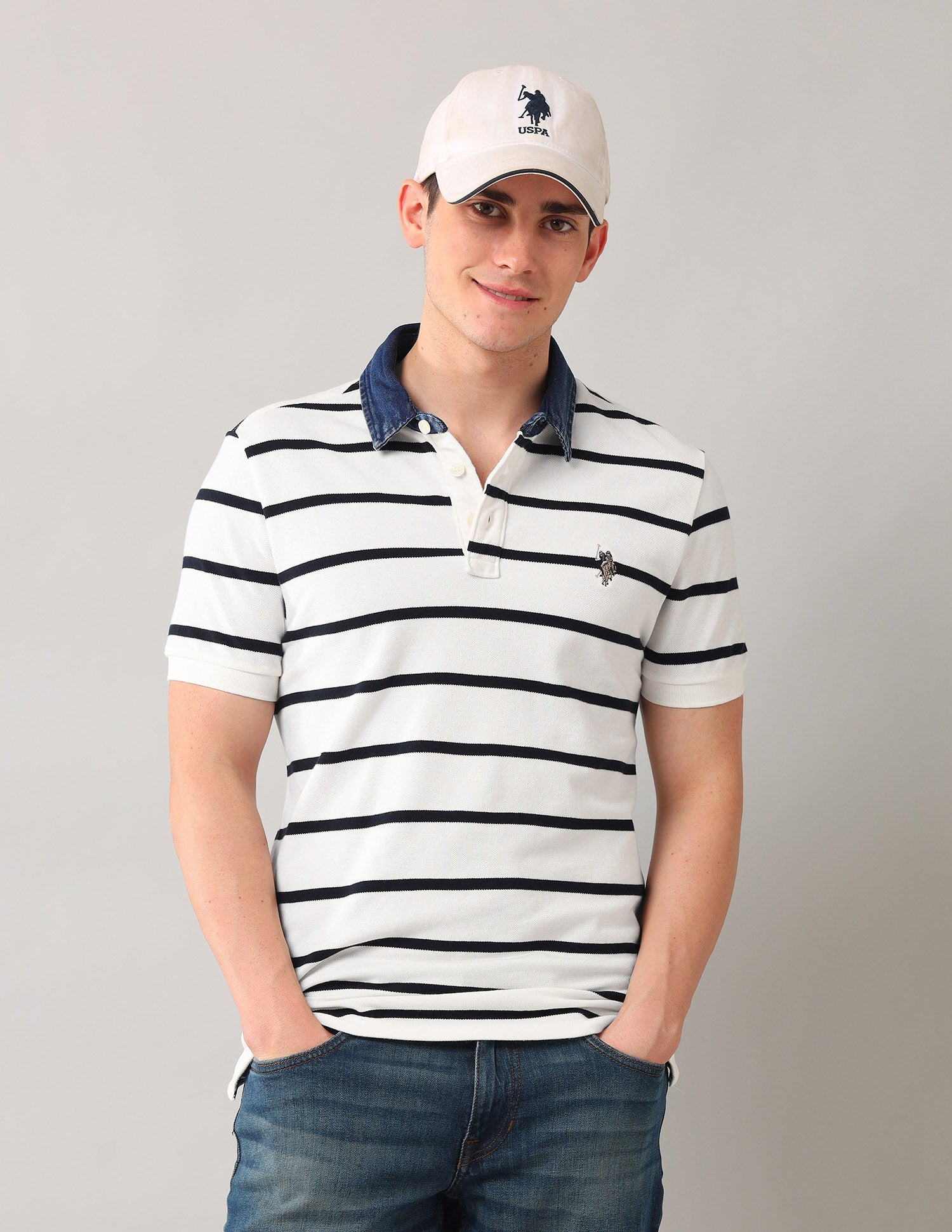 Horizontal Stripes Muscle Fit Polo Shirt