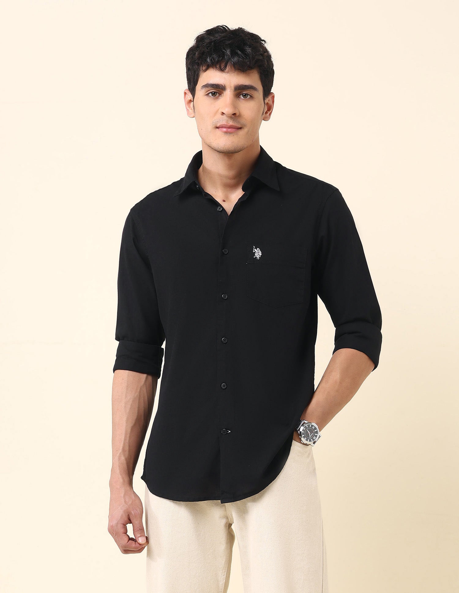 Tailored Fit Solid Twill Shirt