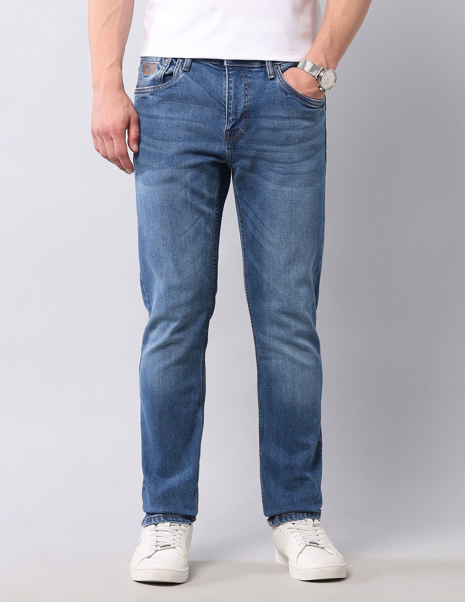 Brandon Slim Tapered Fit Blue Jeans Blue - U.S. Polo Assn. India | Large