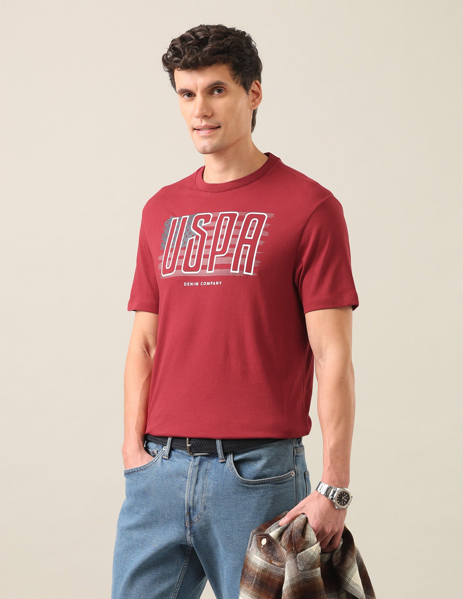Graphic Brand Printed Regular Fit T-Shirt Red - U.S. Polo Assn. India | Large