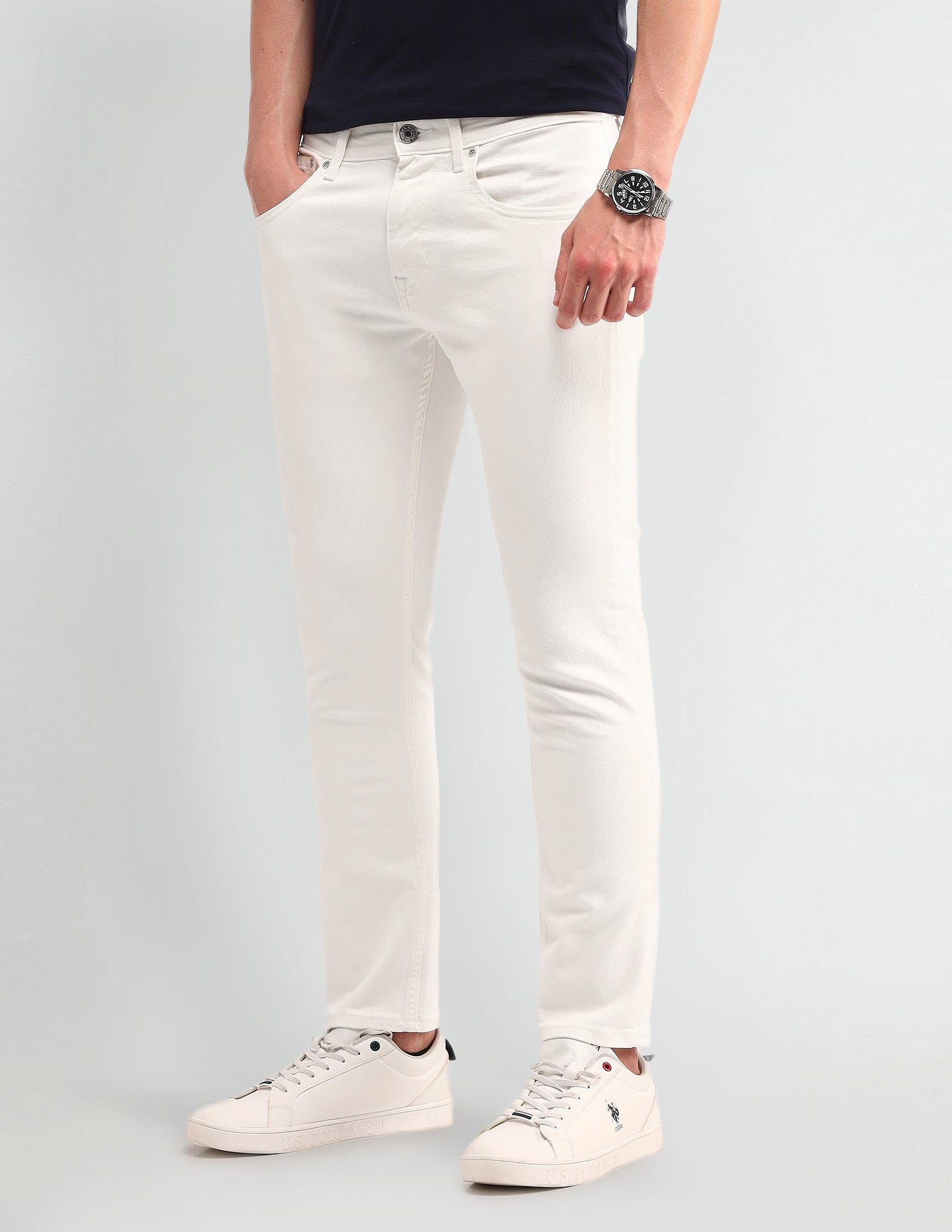 Henry Tapered Cropped Fit Jeans White - U.S. Polo Assn. India | Large